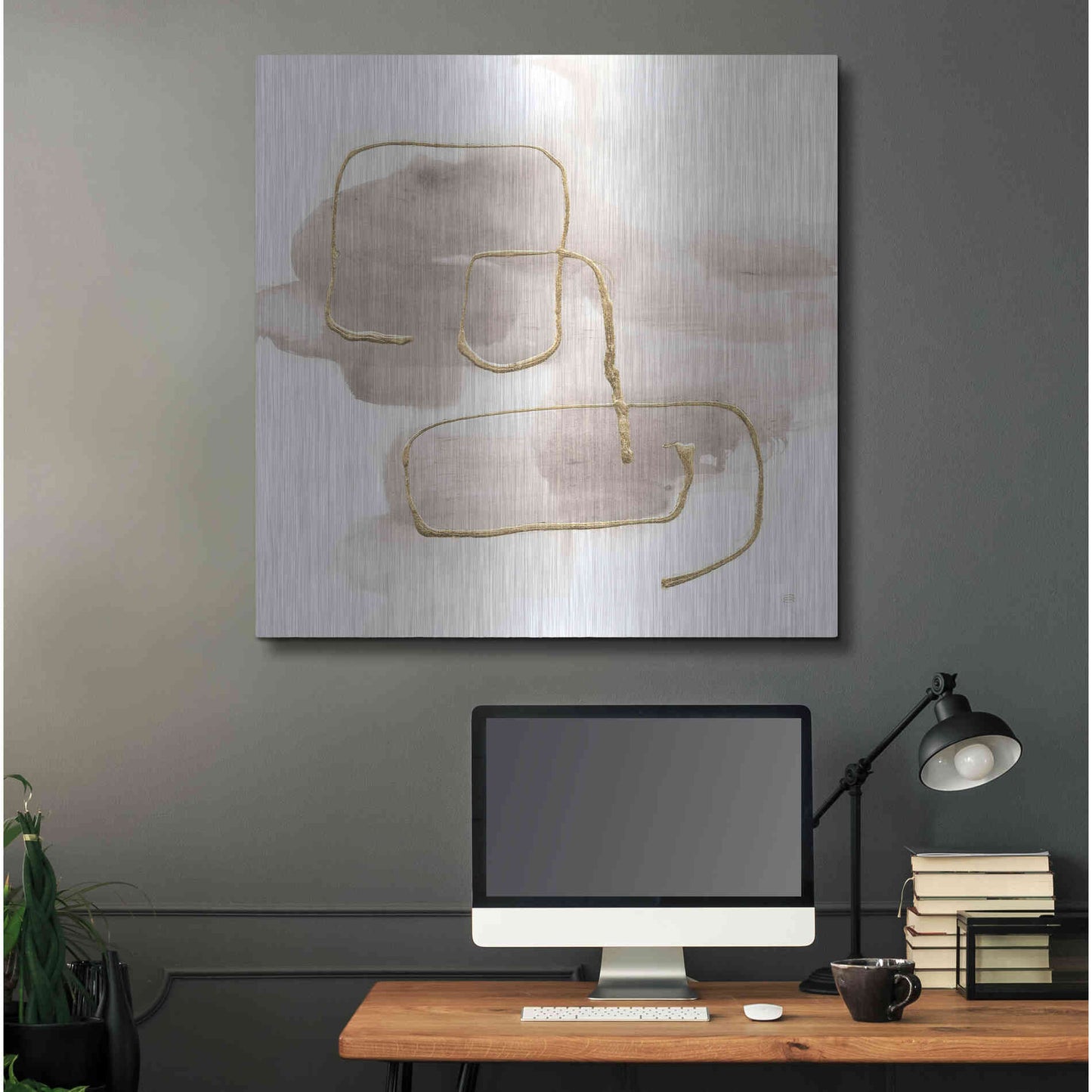 Luxe Metal Art 'Warm Gray Gold I' by Chris Paschke, Metal Wall Art,36x36