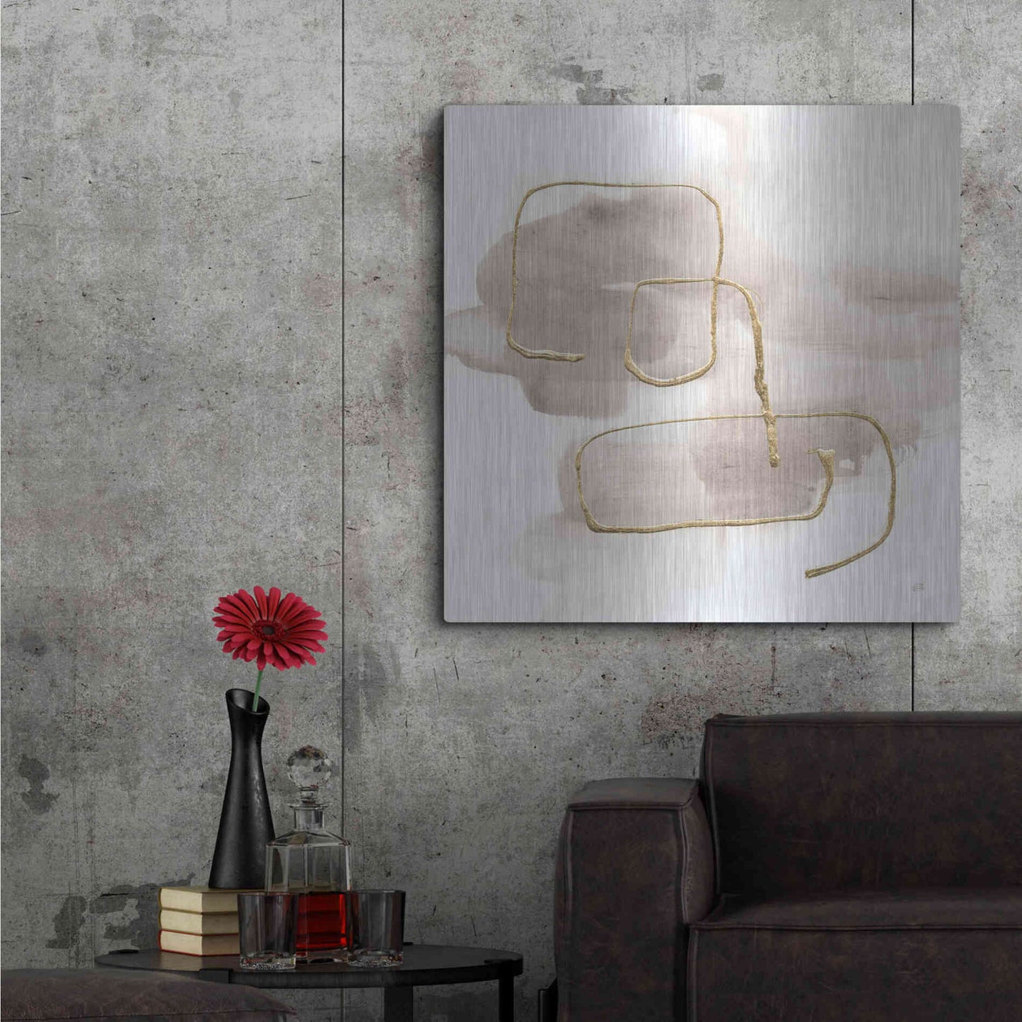 Luxe Metal Art 'Warm Gray Gold I' by Chris Paschke, Metal Wall Art,36x36