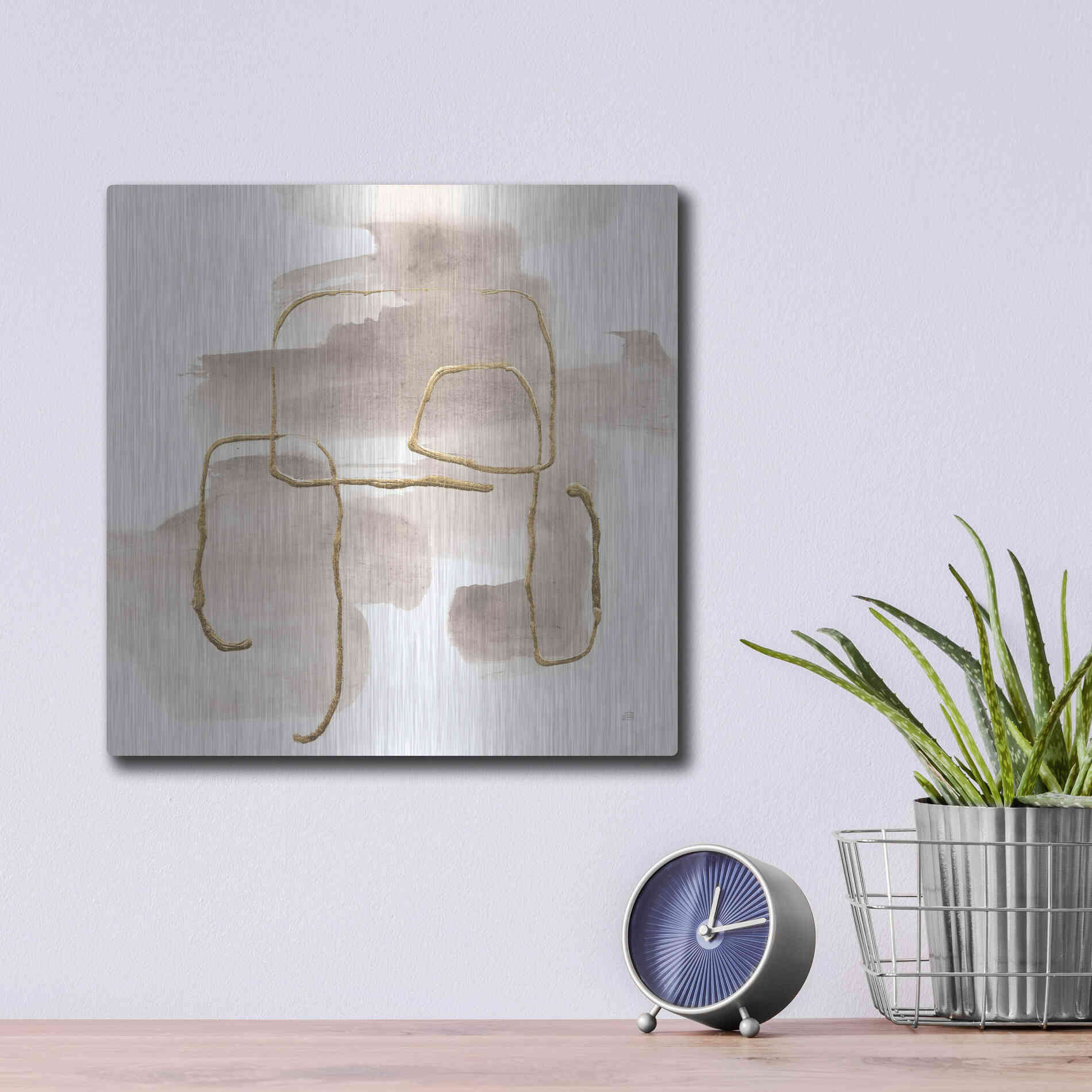 Luxe Metal Art 'Warm Gray Gold II' by Chris Paschke, Metal Wall Art,12x12