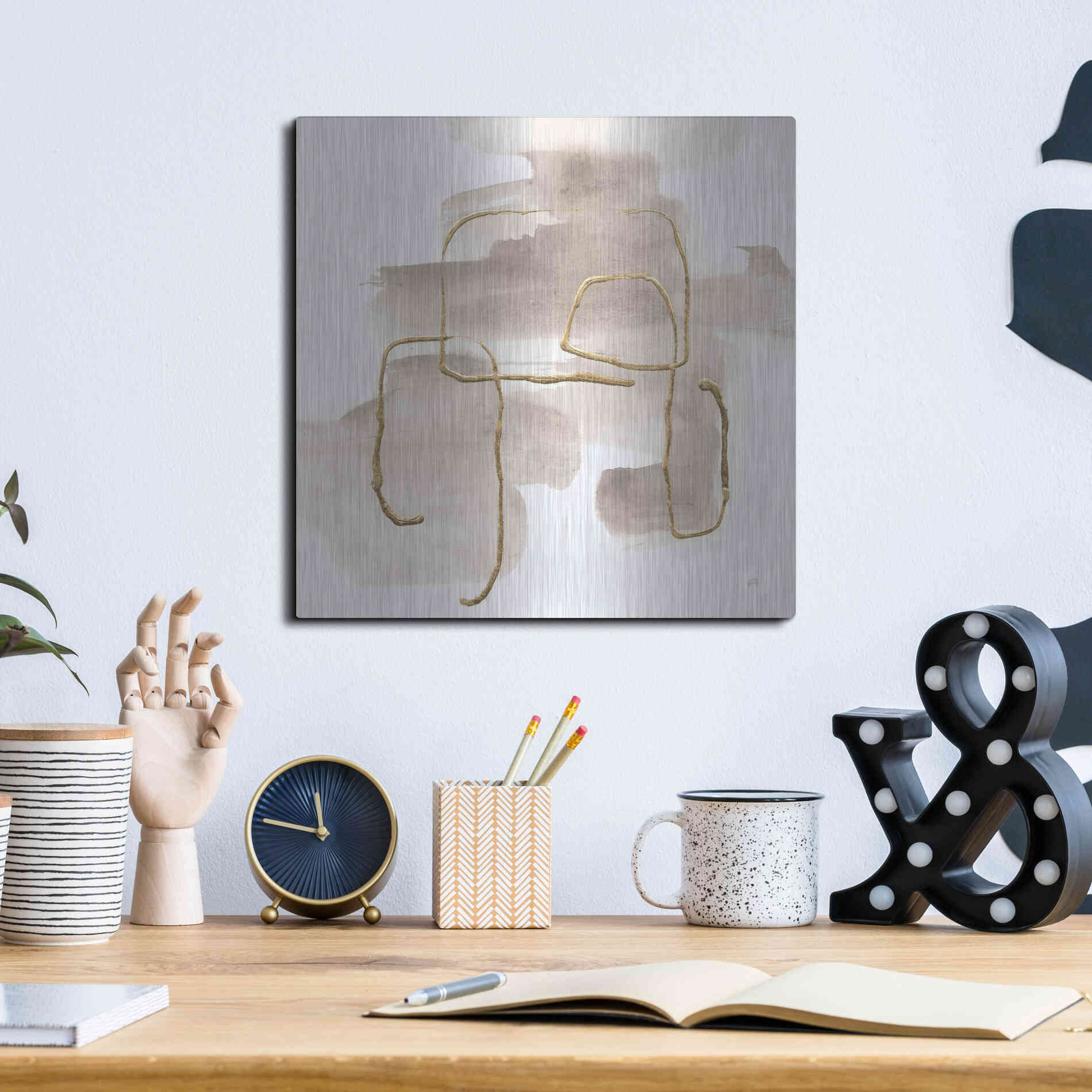 Luxe Metal Art 'Warm Gray Gold II' by Chris Paschke, Metal Wall Art,12x12