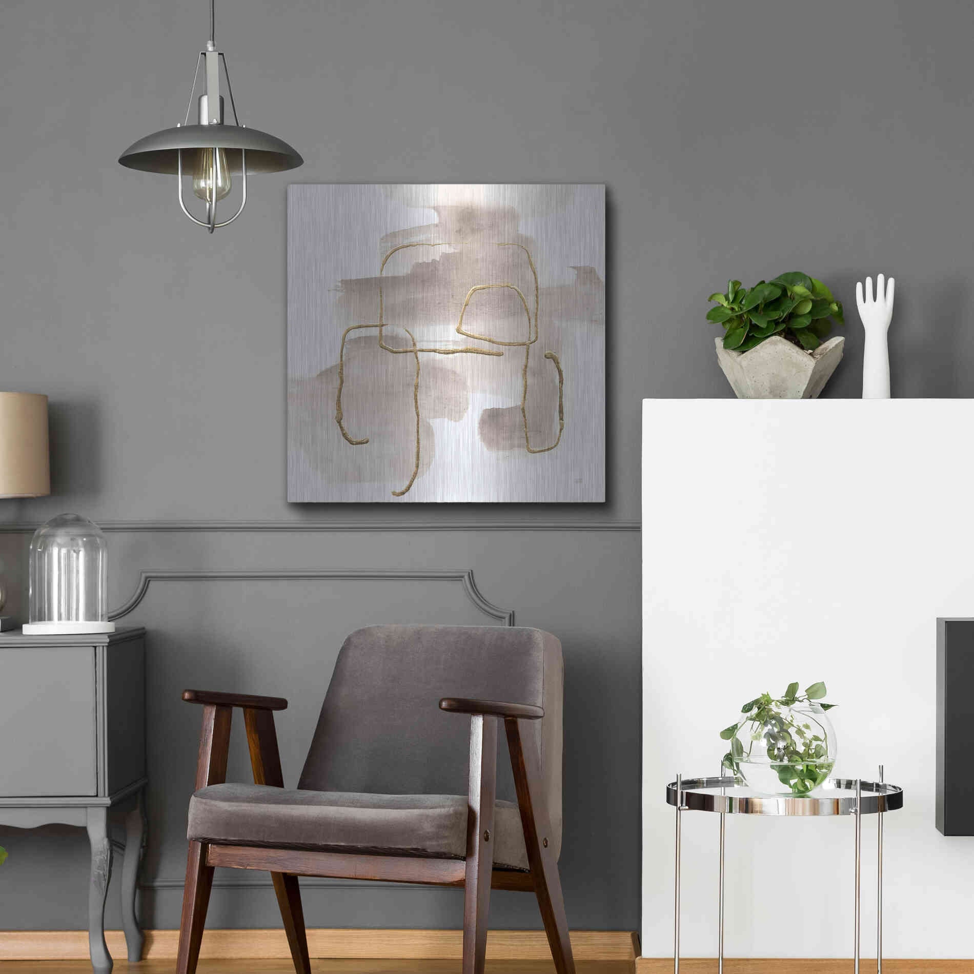 Luxe Metal Art 'Warm Gray Gold II' by Chris Paschke, Metal Wall Art,24x24