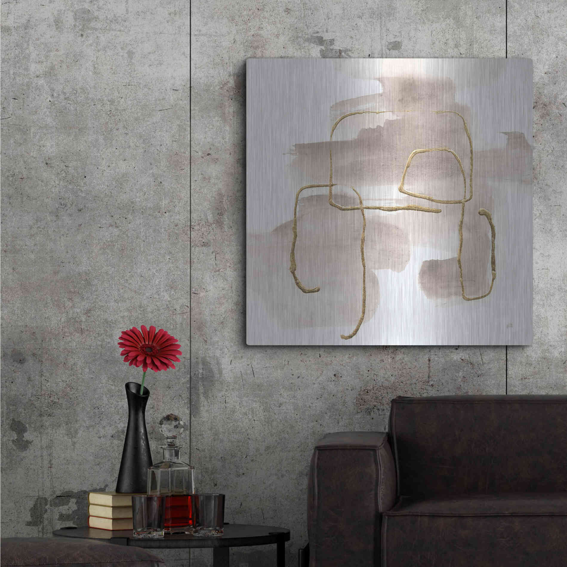 Luxe Metal Art 'Warm Gray Gold II' by Chris Paschke, Metal Wall Art,36x36