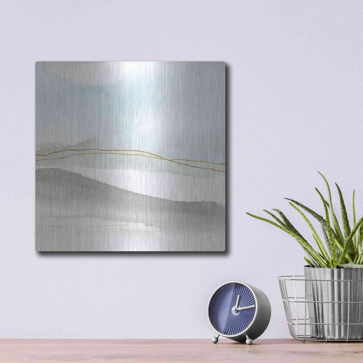 Luxe Metal Art 'Gold Horizon I' by Chris Paschke, Metal Wall Art,12x12