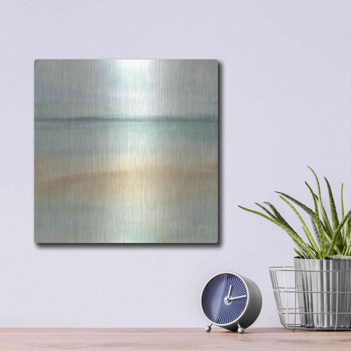 Luxe Metal Art 'Mint and Sand I' by Chris Paschke, Metal Wall Art,12x12