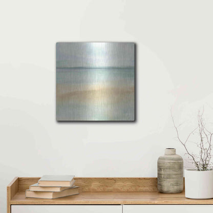 Luxe Metal Art 'Mint and Sand I' by Chris Paschke, Metal Wall Art,12x12