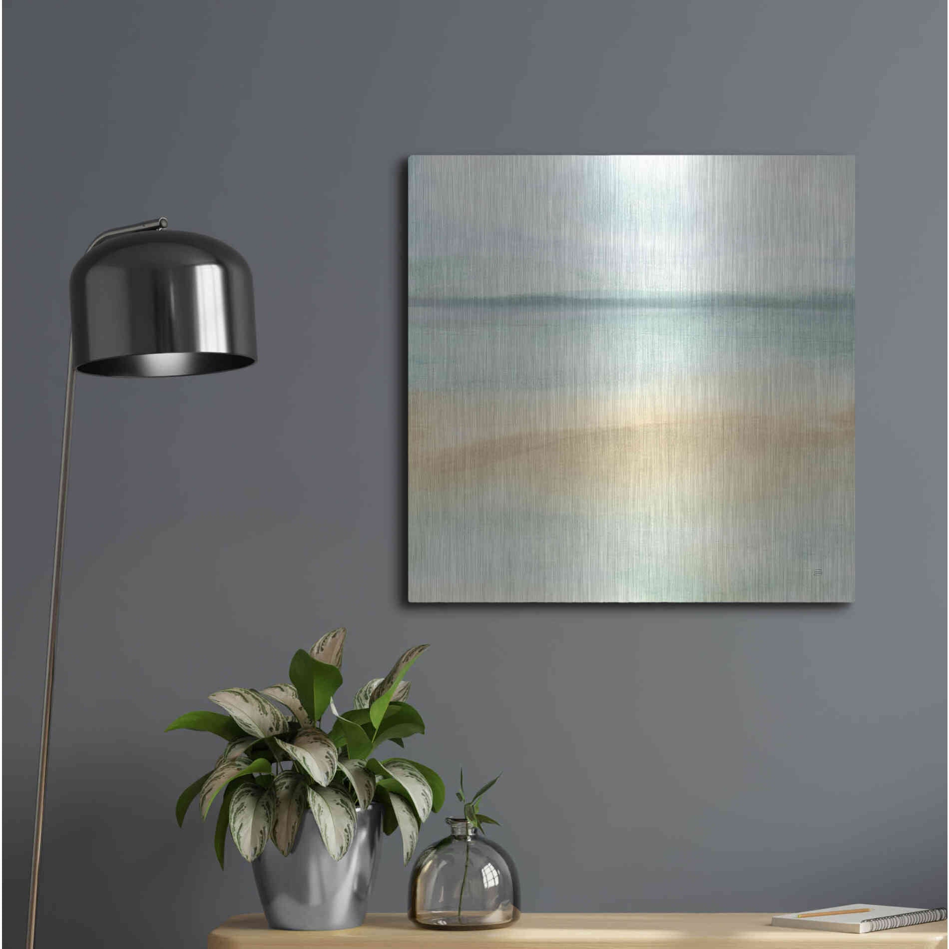 Luxe Metal Art 'Mint and Sand I' by Chris Paschke, Metal Wall Art,24x24