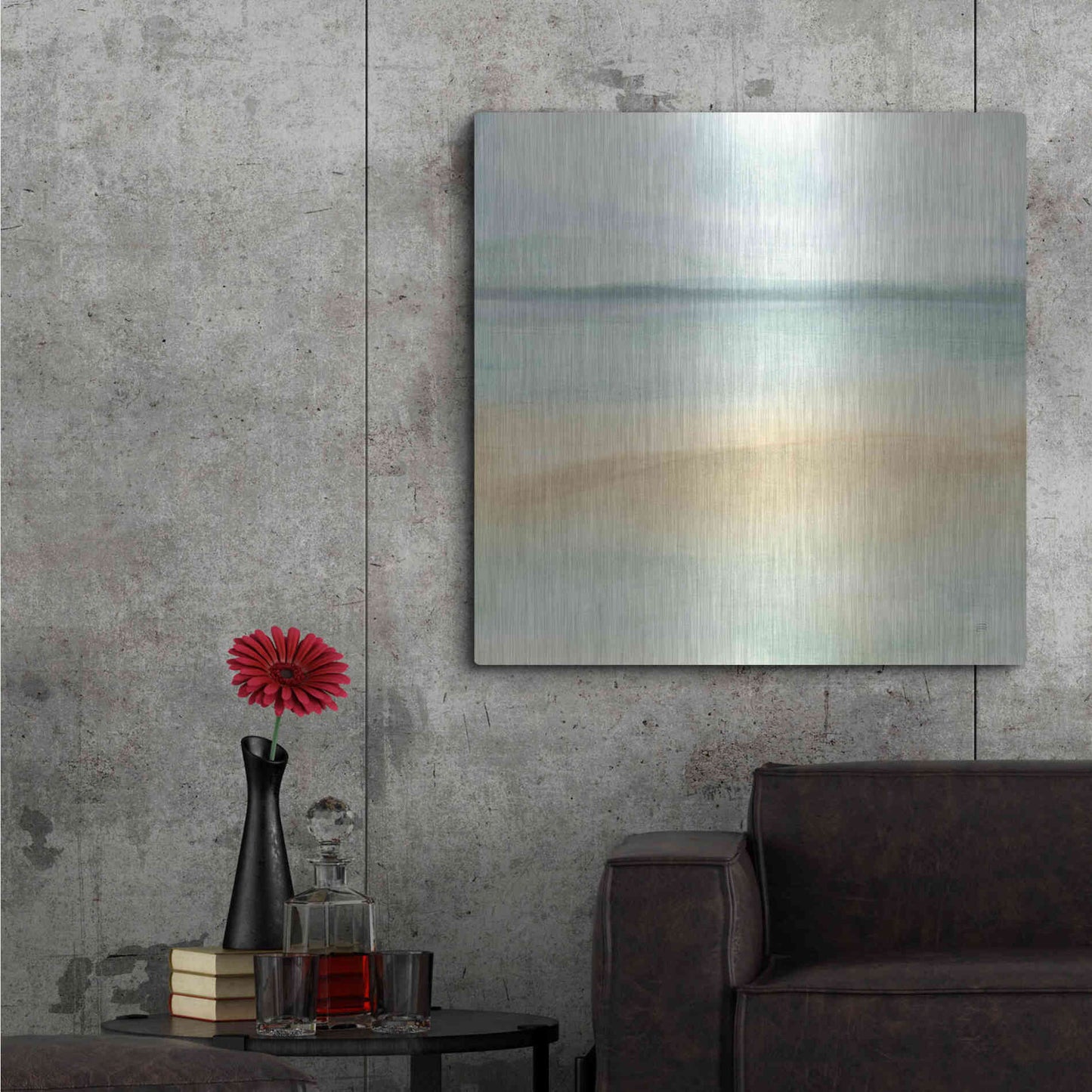 Luxe Metal Art 'Mint and Sand I' by Chris Paschke, Metal Wall Art,36x36