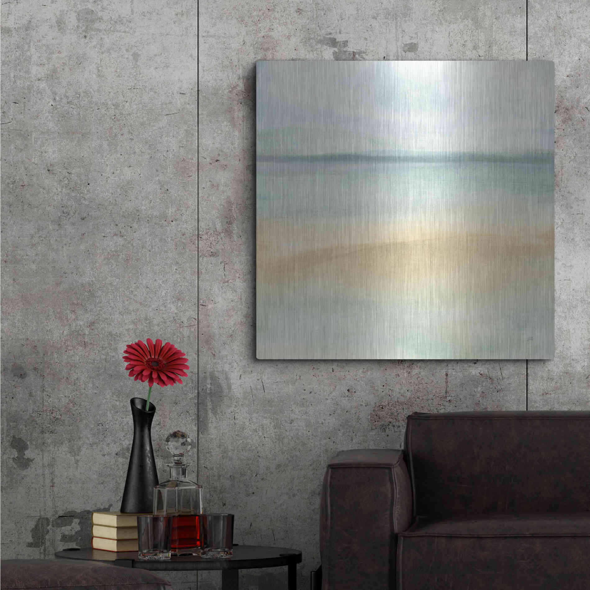 Luxe Metal Art 'Mint and Sand I' by Chris Paschke, Metal Wall Art,36x36