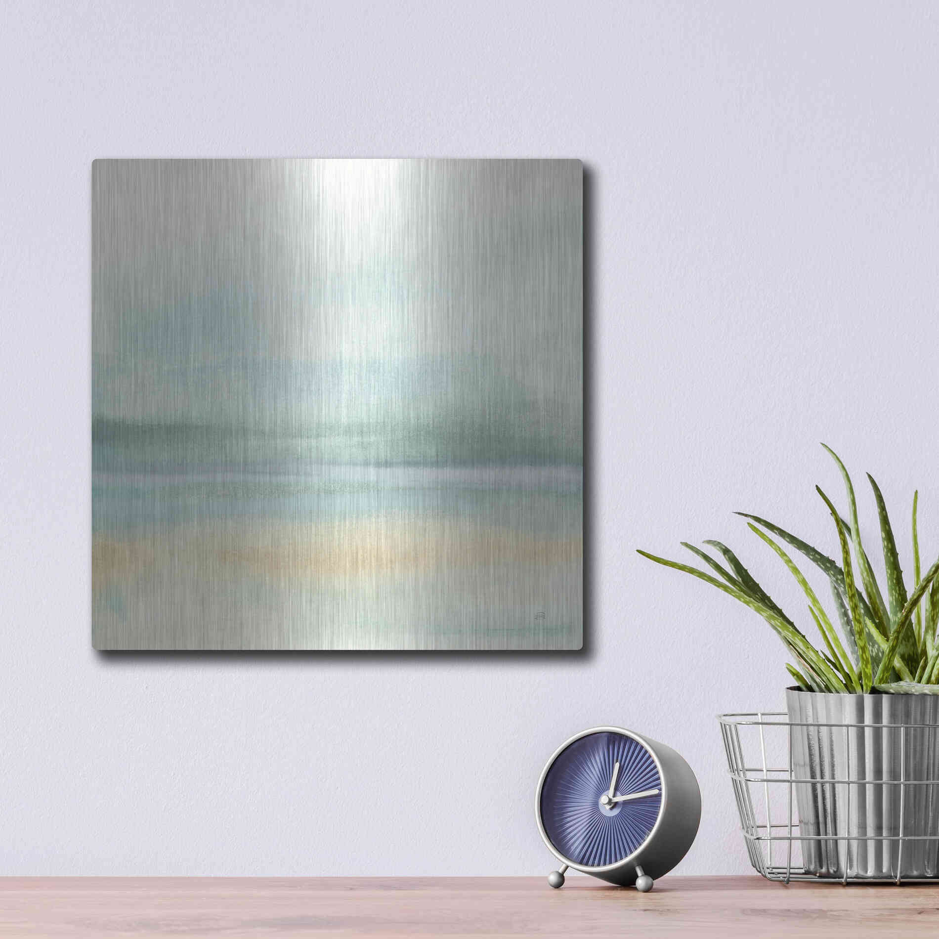 Luxe Metal Art 'Mint and Sand II' by Chris Paschke, Metal Wall Art,12x12