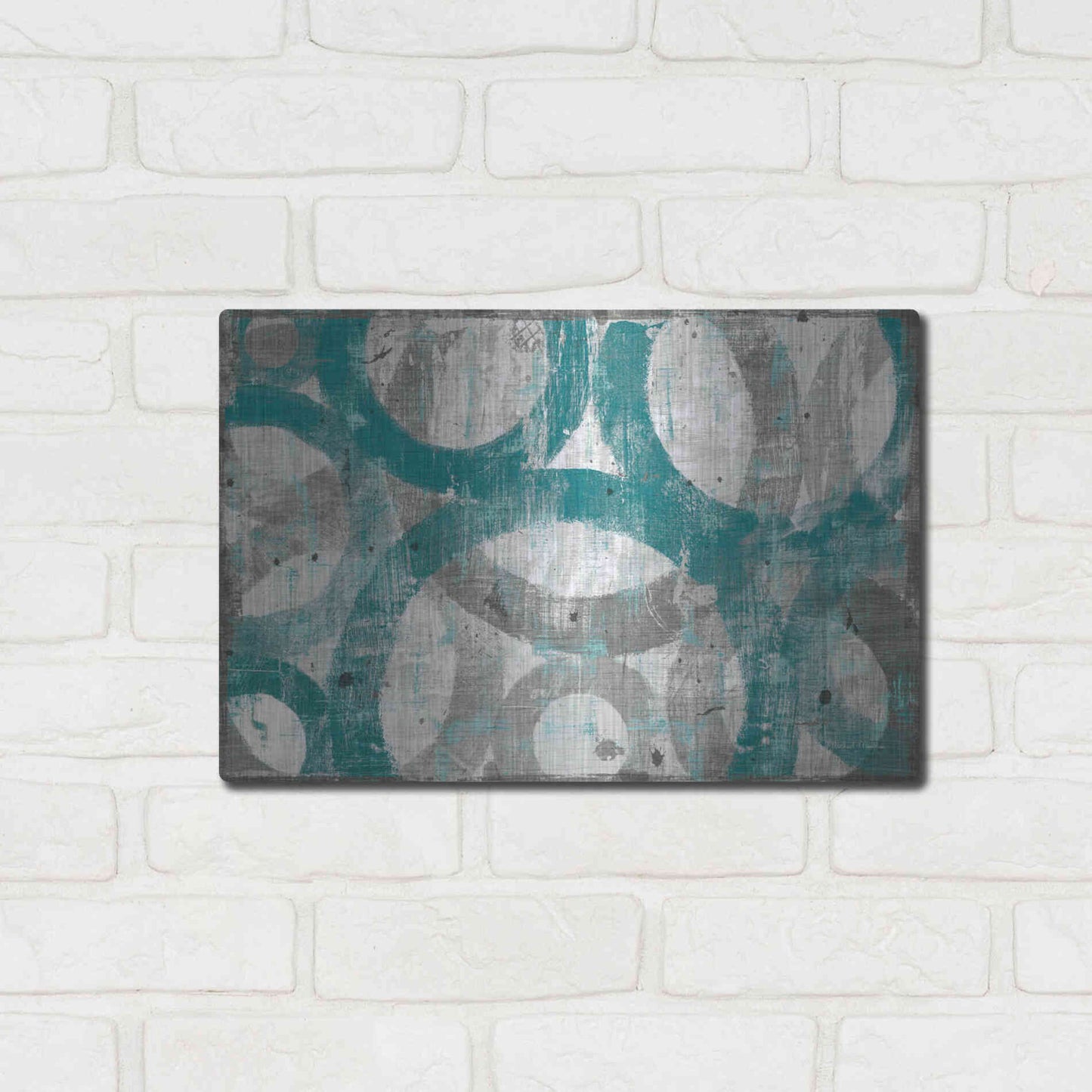 Luxe Metal Art 'Industrial I Teal' by Michael Mullan, Metal Wall Art,16x12