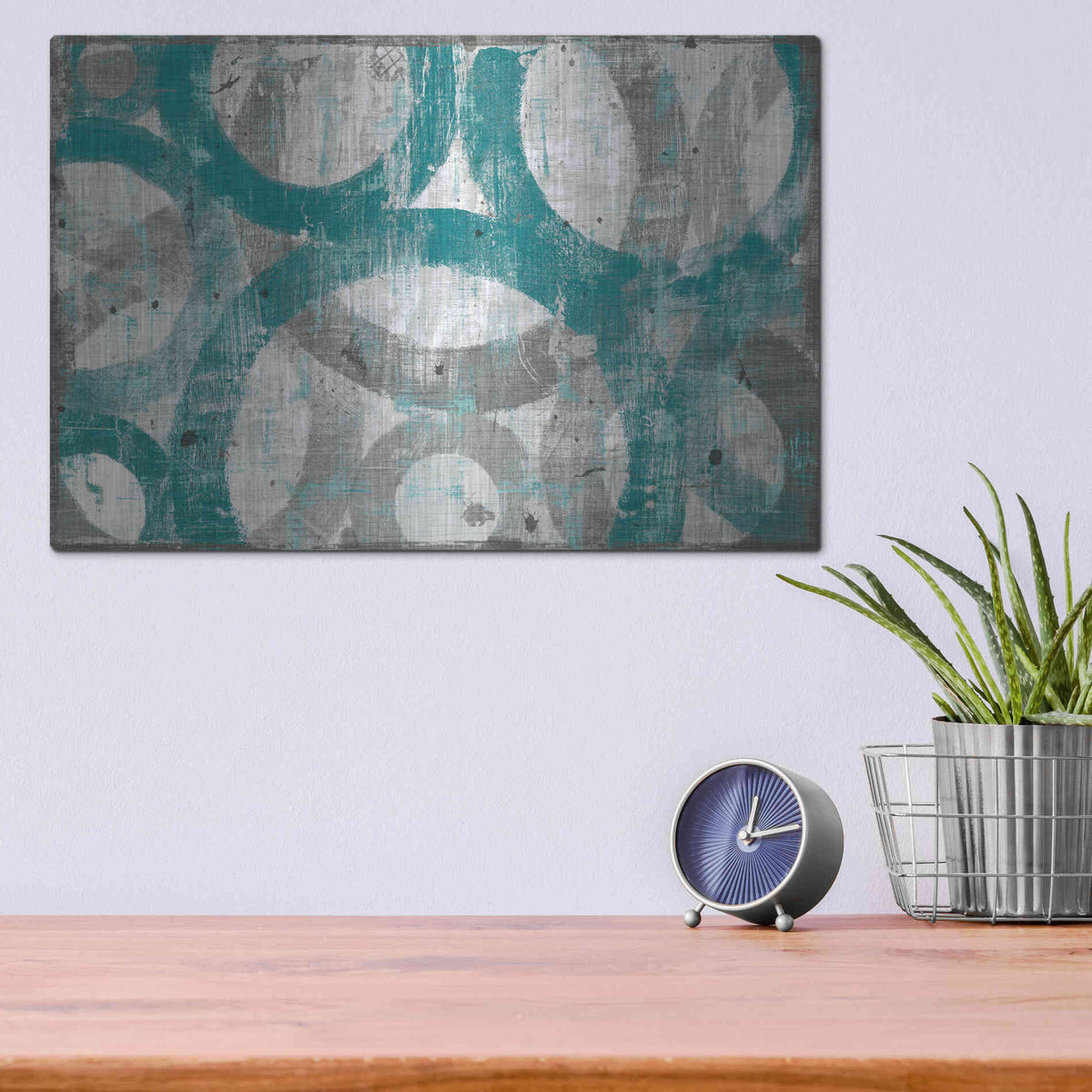 Luxe Metal Art 'Industrial I Teal' by Michael Mullan, Metal Wall Art,16x12