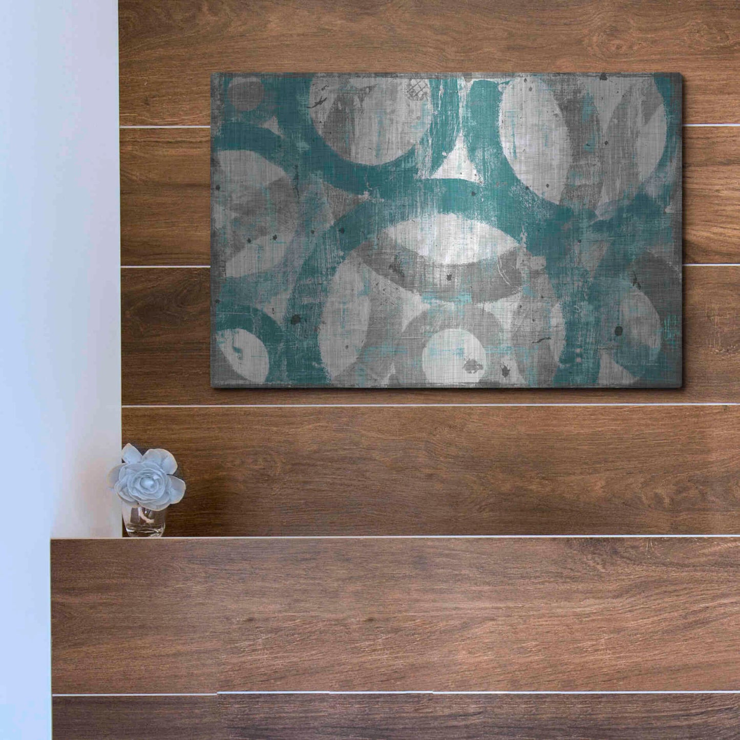 Luxe Metal Art 'Industrial I Teal' by Michael Mullan, Metal Wall Art,16x12