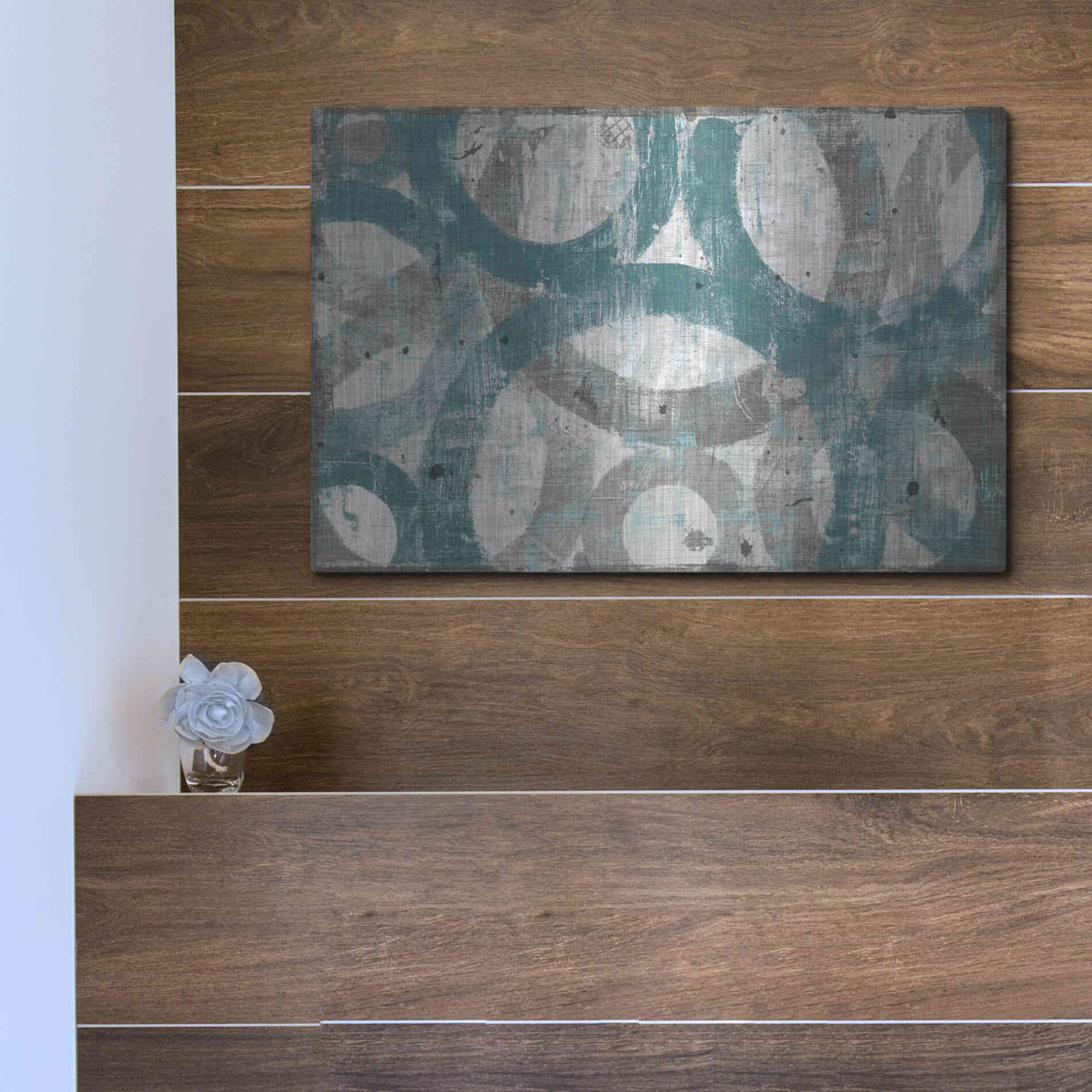 Luxe Metal Art 'Industrial I Teal' by Michael Mullan, Metal Wall Art,16x12