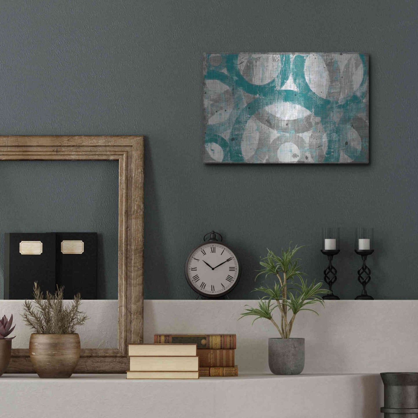 Luxe Metal Art 'Industrial I Teal' by Michael Mullan, Metal Wall Art,16x12