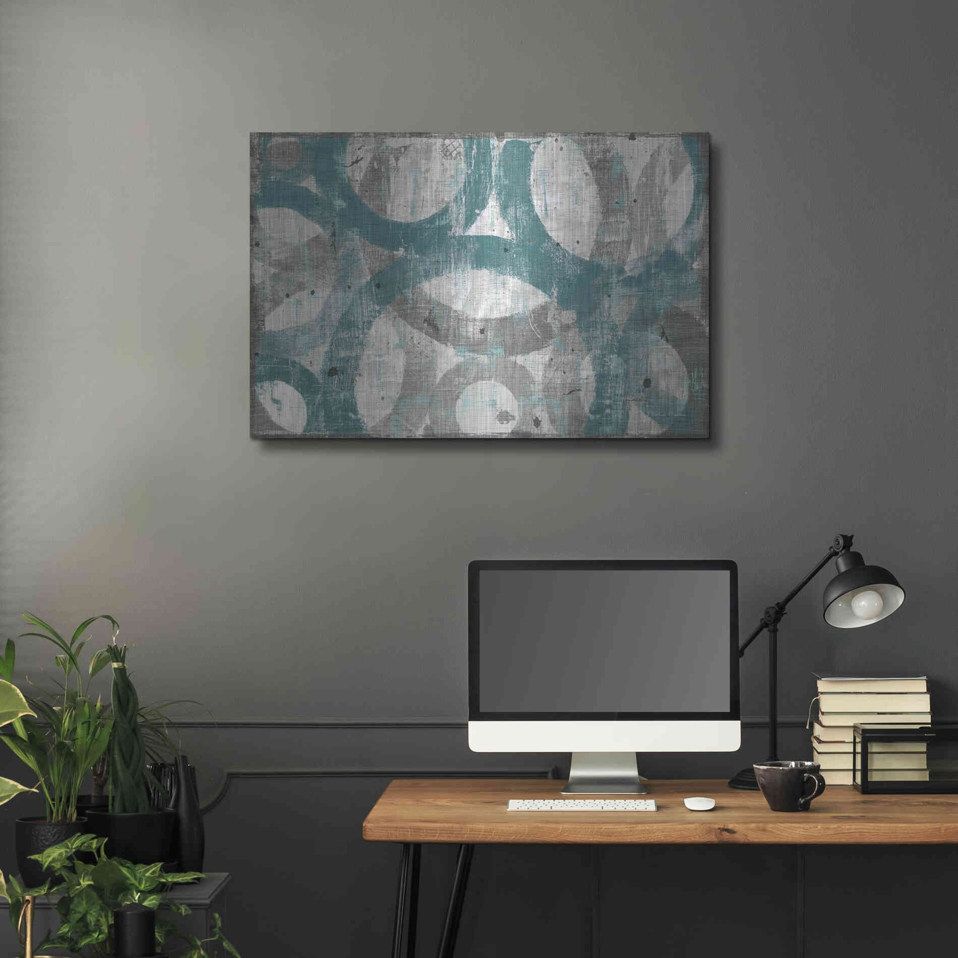 Luxe Metal Art 'Industrial I Teal' by Michael Mullan, Metal Wall Art,36x24