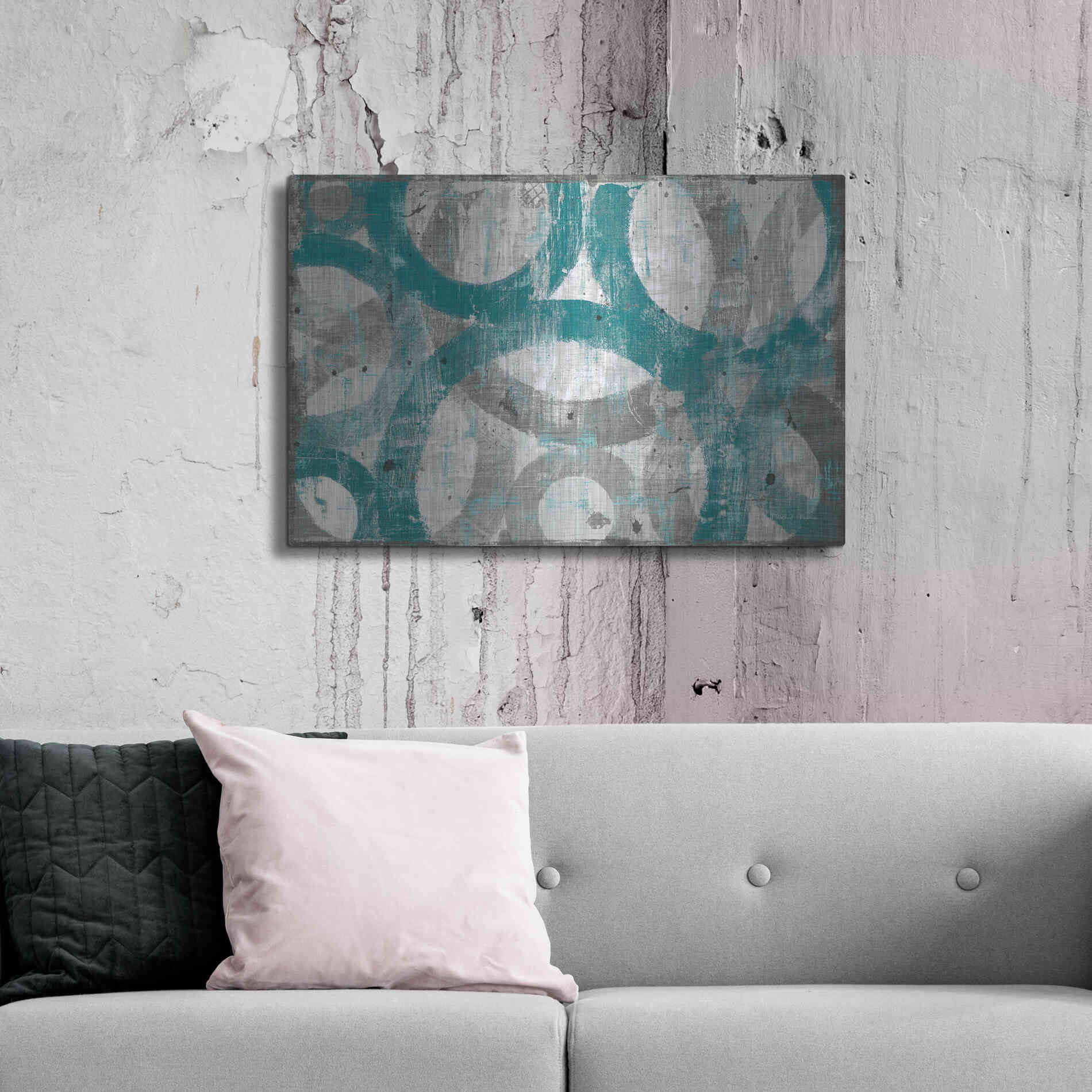 Luxe Metal Art 'Industrial I Teal' by Michael Mullan, Metal Wall Art,36x24