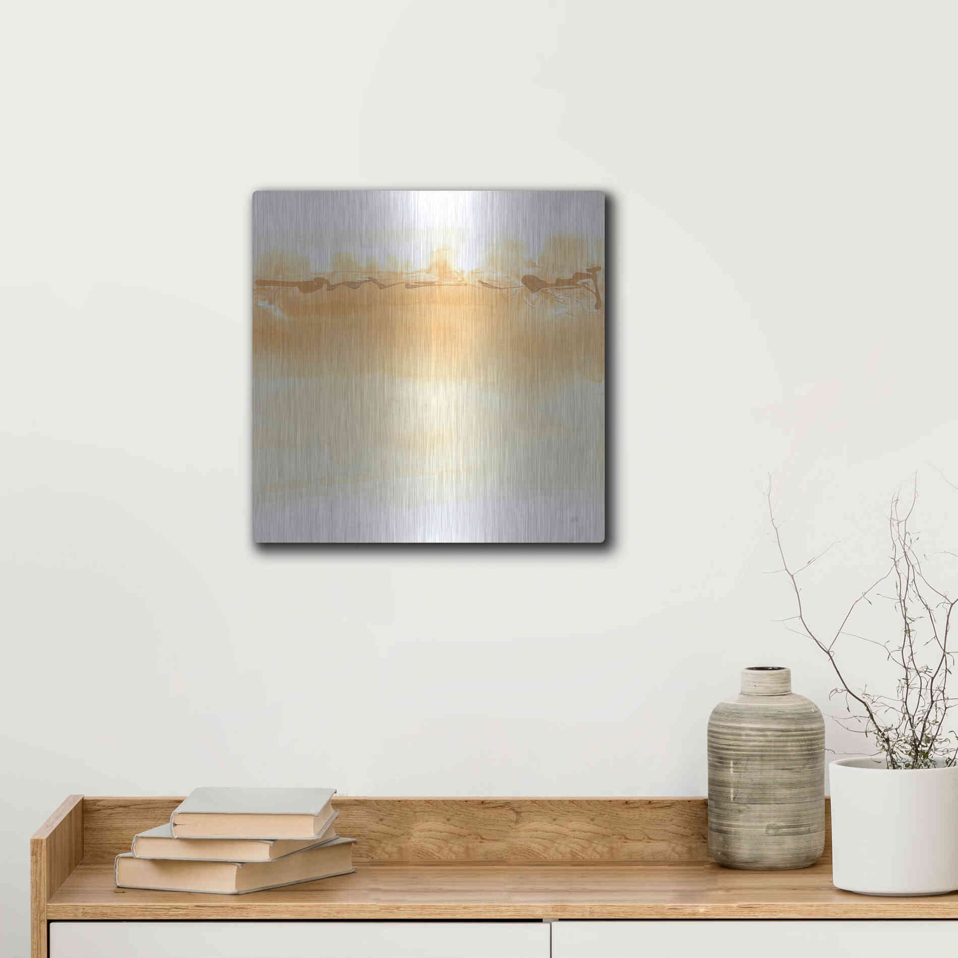 Luxe Metal Art 'Neutral Turmeric II' by Chris Paschke, Metal Wall Art,12x12