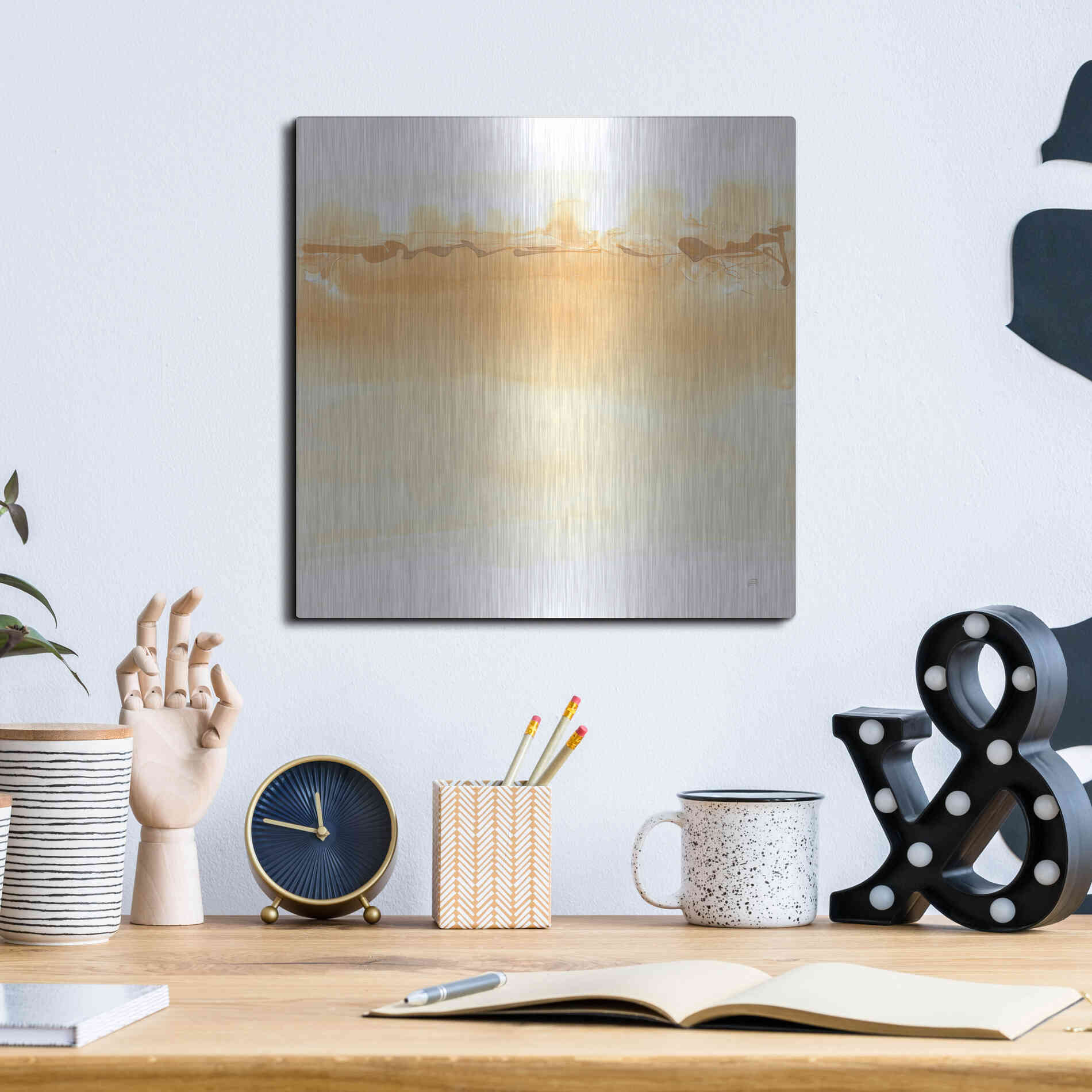 Luxe Metal Art 'Neutral Turmeric II' by Chris Paschke, Metal Wall Art,12x12