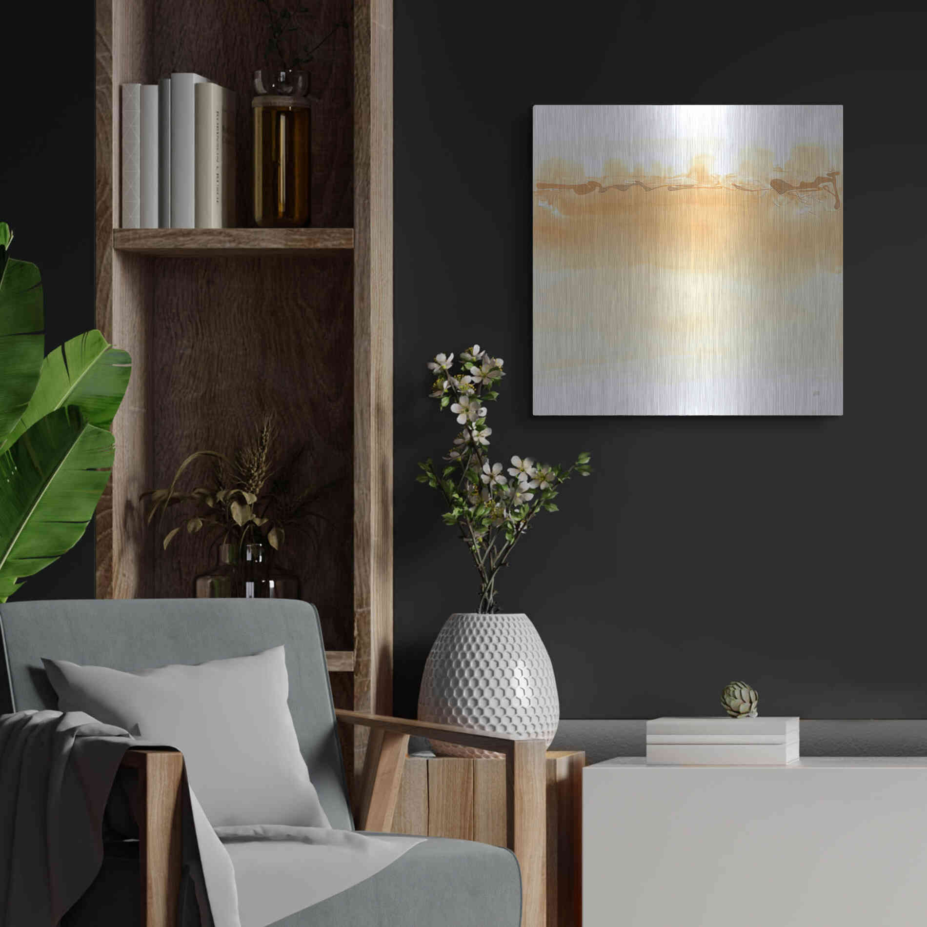 Luxe Metal Art 'Neutral Turmeric II' by Chris Paschke, Metal Wall Art,24x24