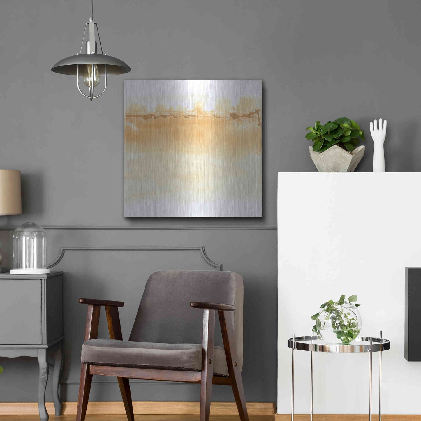 Luxe Metal Art 'Neutral Turmeric II' by Chris Paschke, Metal Wall Art,24x24