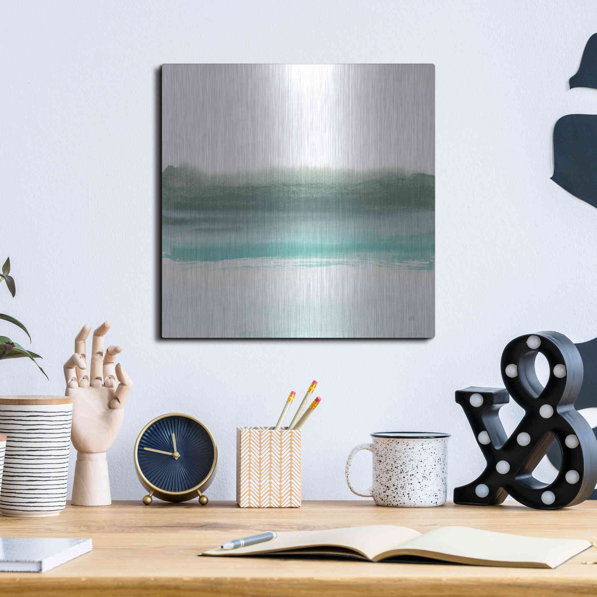 Luxe Metal Art 'Empowering Mint II' by Chris Paschke, Metal Wall Art,12x12