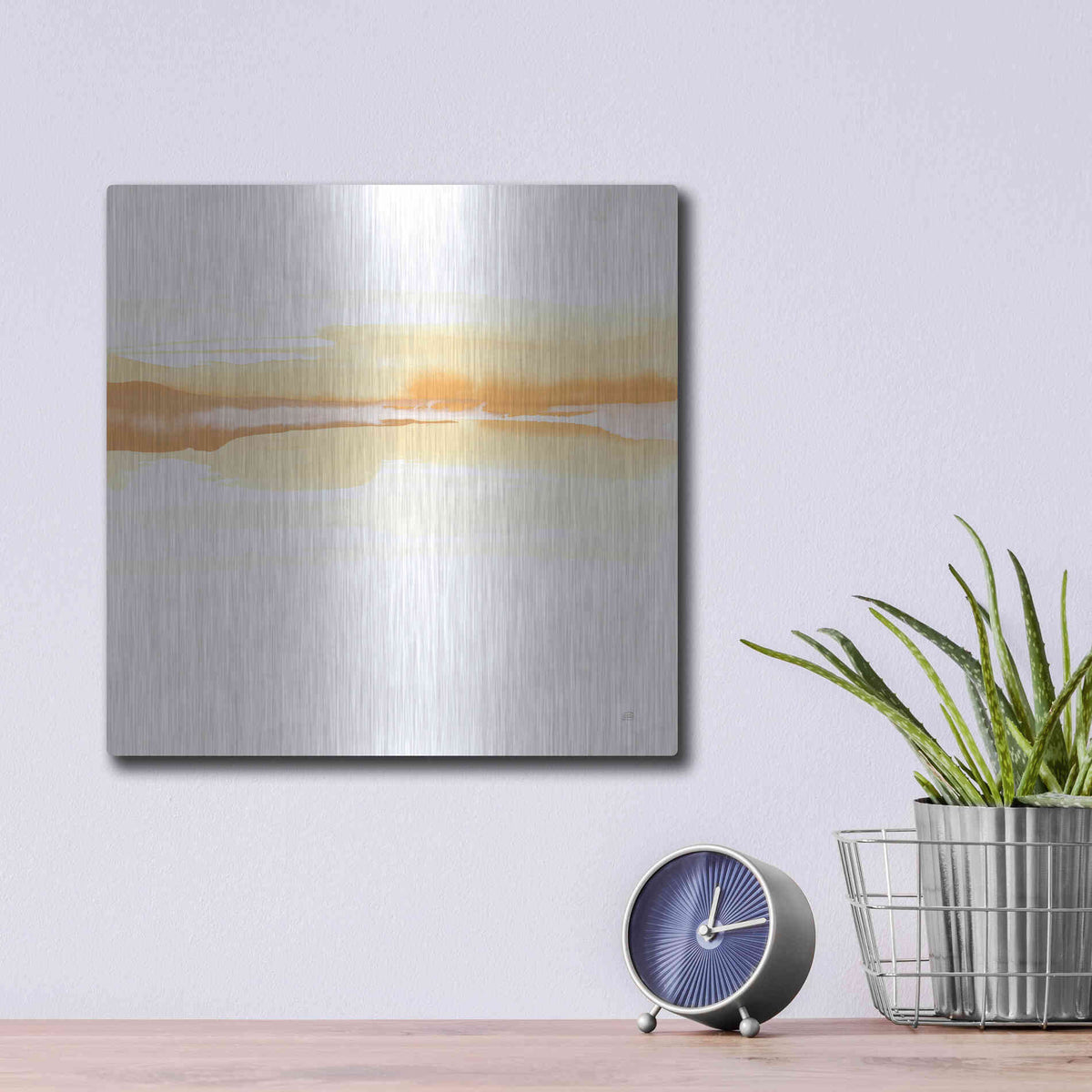 Luxe Metal Art 'Tint Turmeric I' by Chris Paschke, Metal Wall Art,12x12
