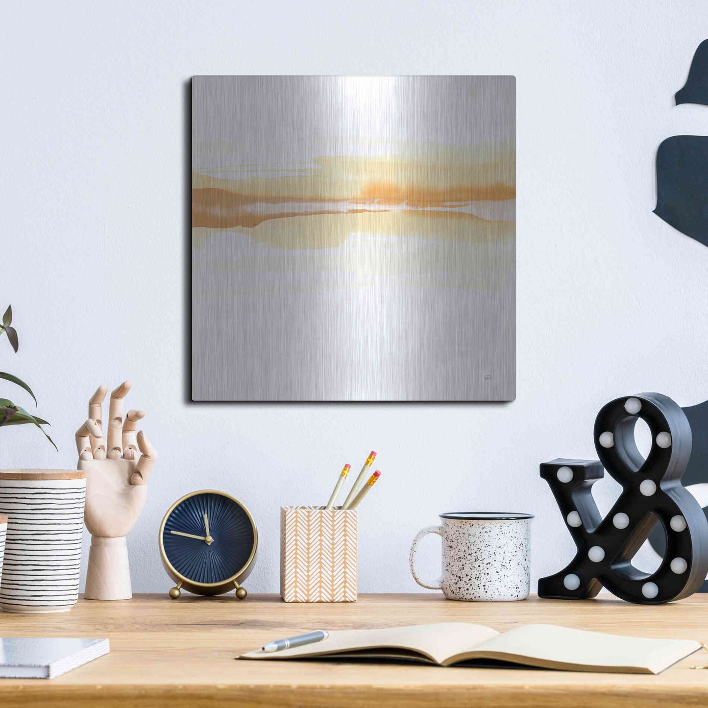 Luxe Metal Art 'Tint Turmeric I' by Chris Paschke, Metal Wall Art,12x12