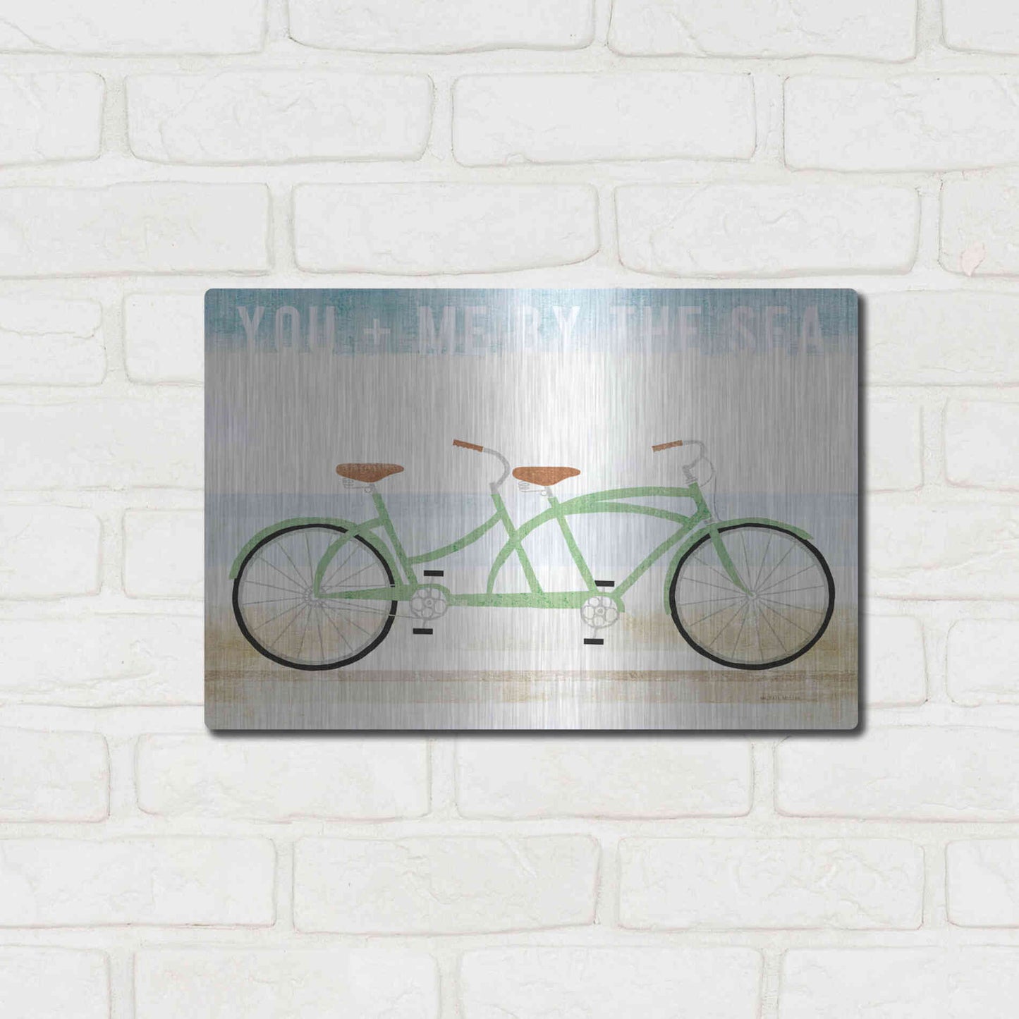 Luxe Metal Art 'Beach Cruiser Tandem v2' by Michael Mullan, Metal Wall Art,16x12