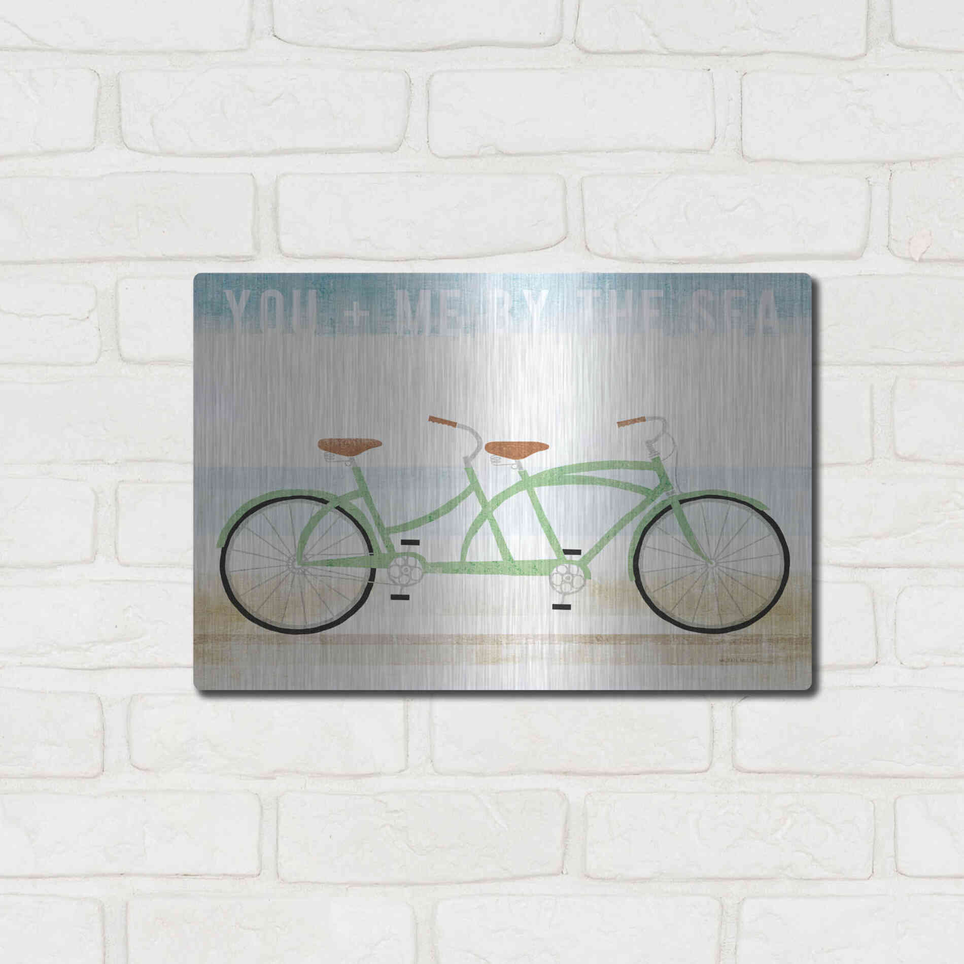 Luxe Metal Art 'Beach Cruiser Tandem v2' by Michael Mullan, Metal Wall Art,16x12