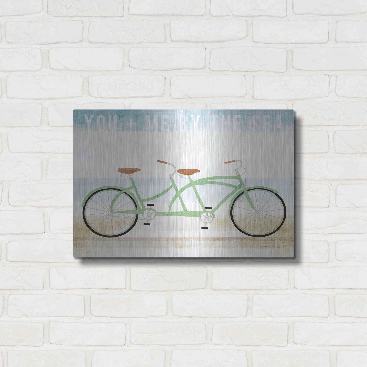 Luxe Metal Art 'Beach Cruiser Tandem v2' by Michael Mullan, Metal Wall Art,24x16