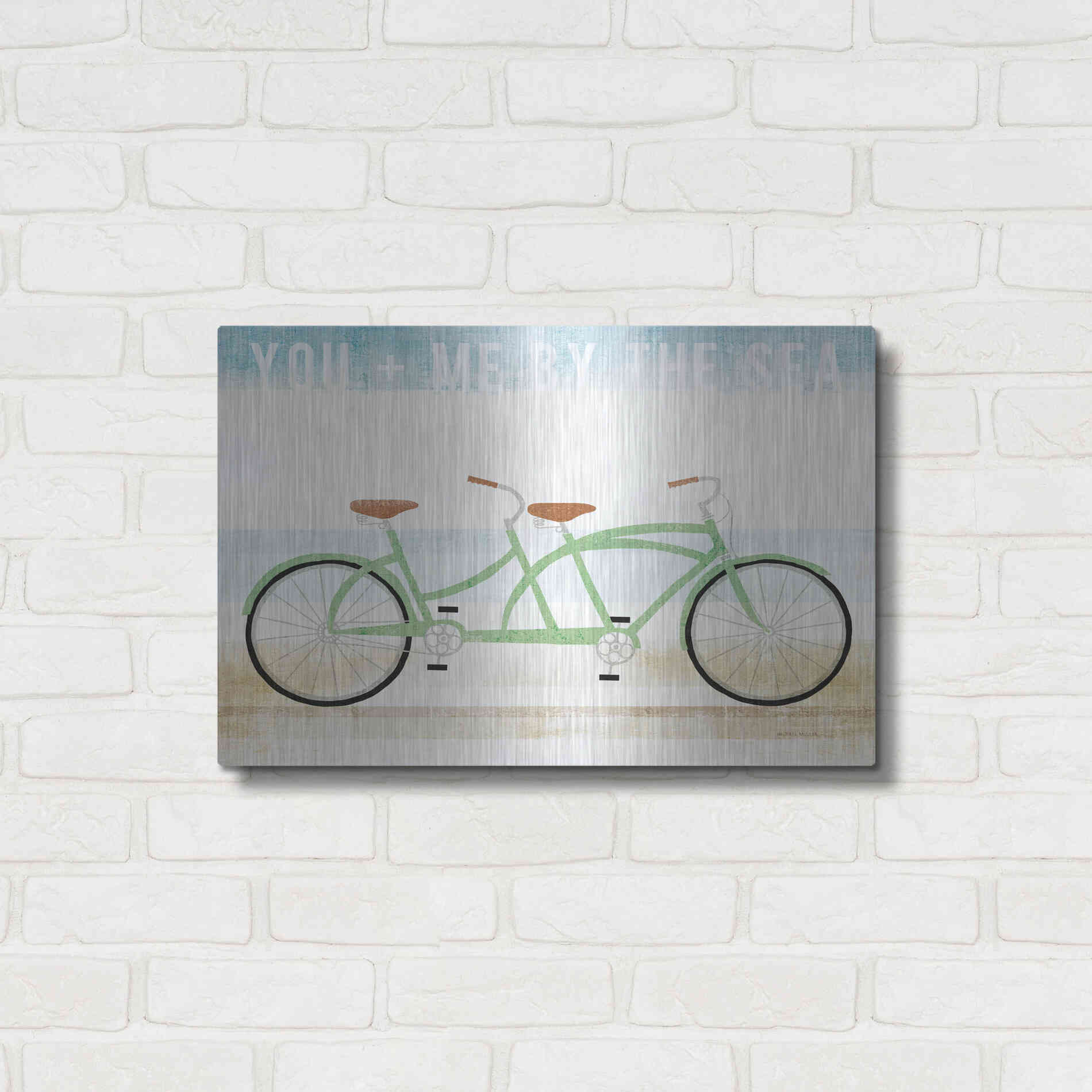 Luxe Metal Art 'Beach Cruiser Tandem v2' by Michael Mullan, Metal Wall Art,24x16