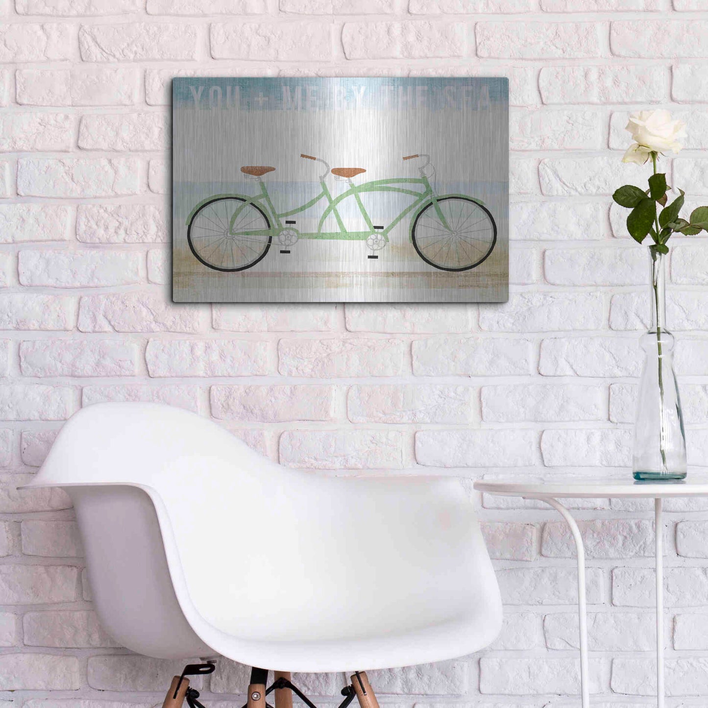 Luxe Metal Art 'Beach Cruiser Tandem v2' by Michael Mullan, Metal Wall Art,24x16