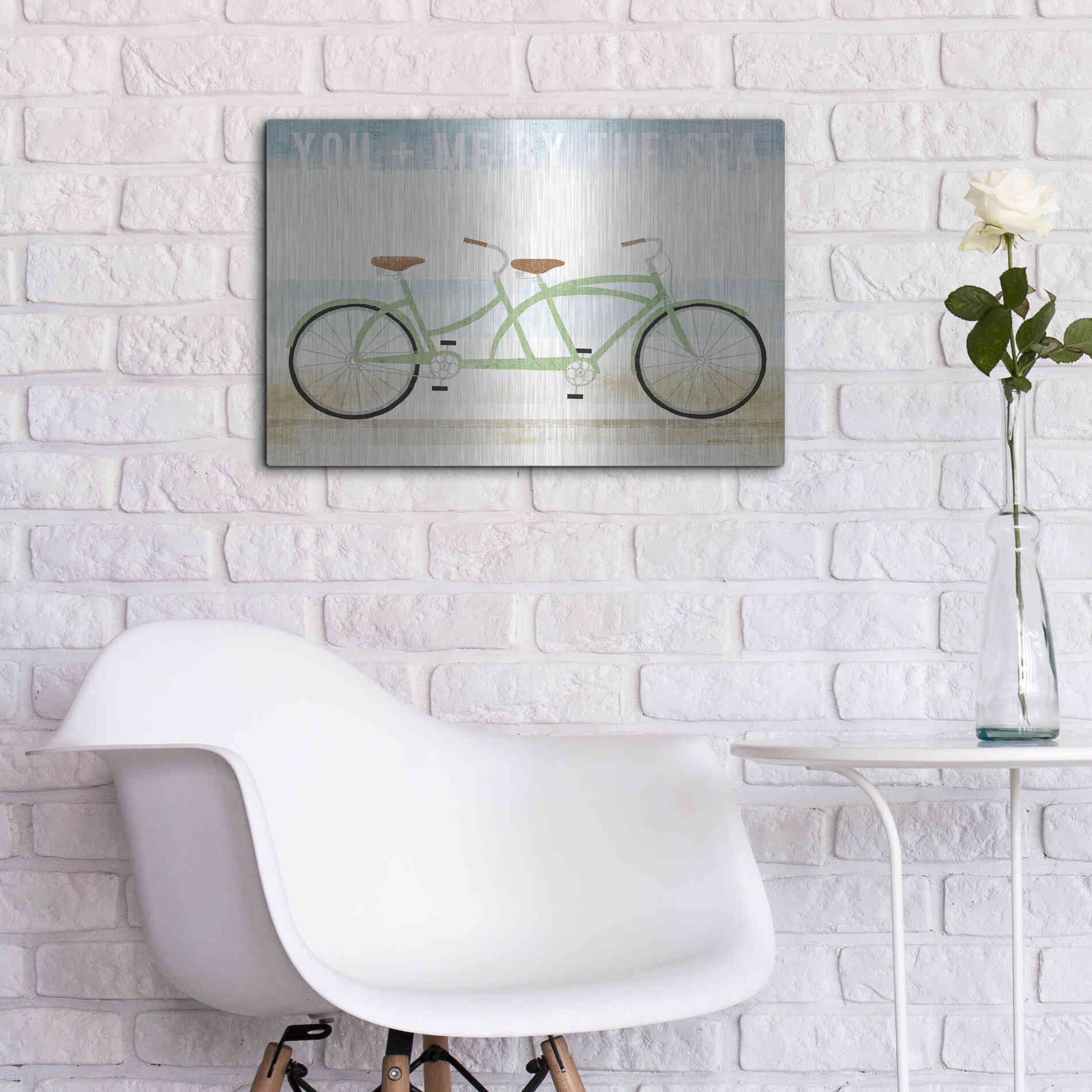Luxe Metal Art 'Beach Cruiser Tandem v2' by Michael Mullan, Metal Wall Art,24x16