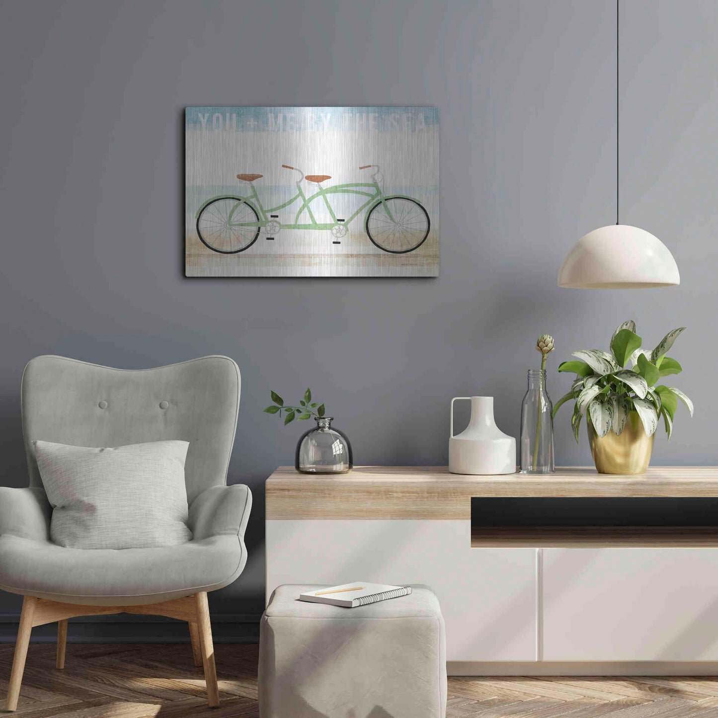 Luxe Metal Art 'Beach Cruiser Tandem v2' by Michael Mullan, Metal Wall Art,24x16