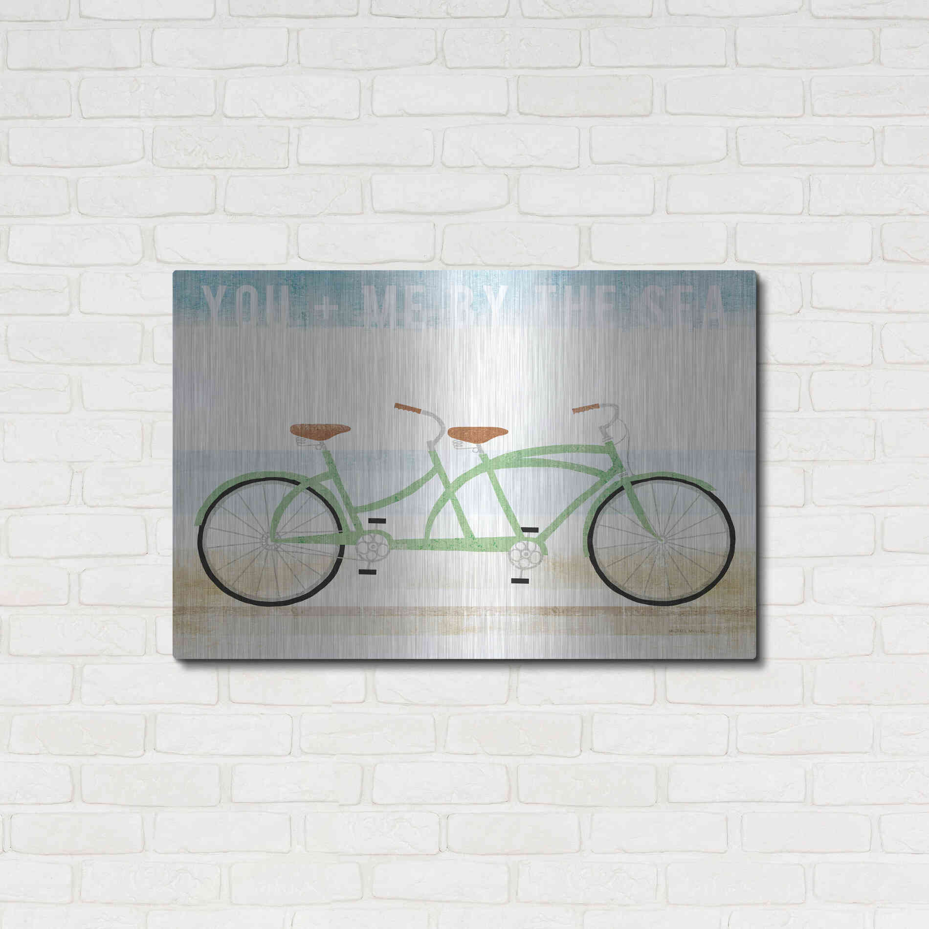 Luxe Metal Art 'Beach Cruiser Tandem v2' by Michael Mullan, Metal Wall Art,36x24