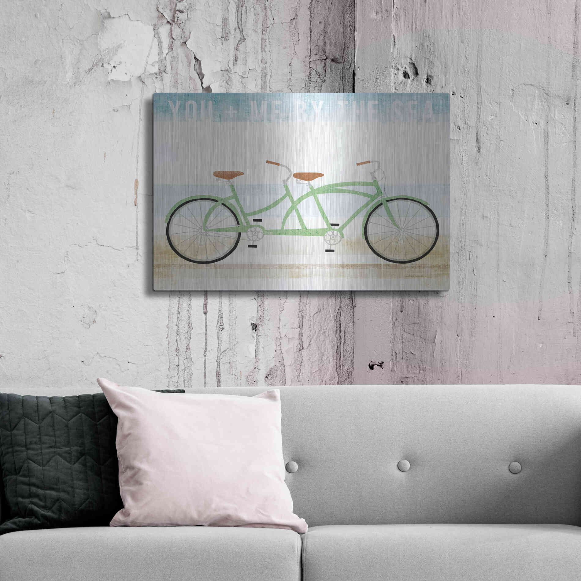 Luxe Metal Art 'Beach Cruiser Tandem v2' by Michael Mullan, Metal Wall Art,36x24