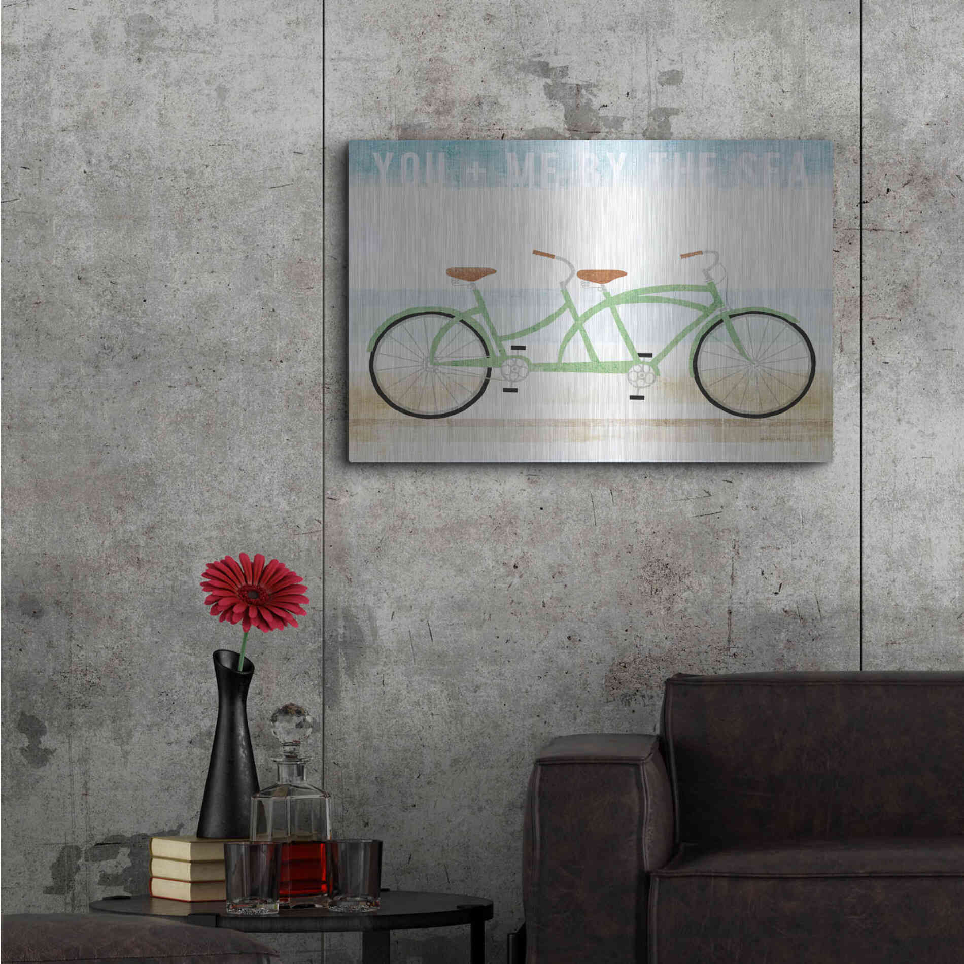 Luxe Metal Art 'Beach Cruiser Tandem v2' by Michael Mullan, Metal Wall Art,36x24