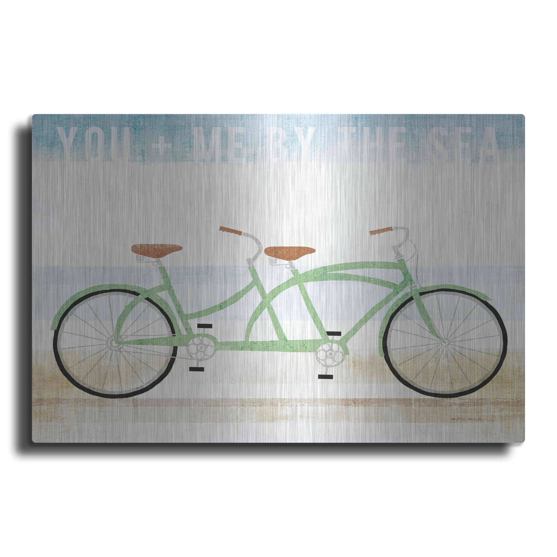 Luxe Metal Art 'Beach Cruiser Tandem v2' by Michael Mullan, Metal Wall Art