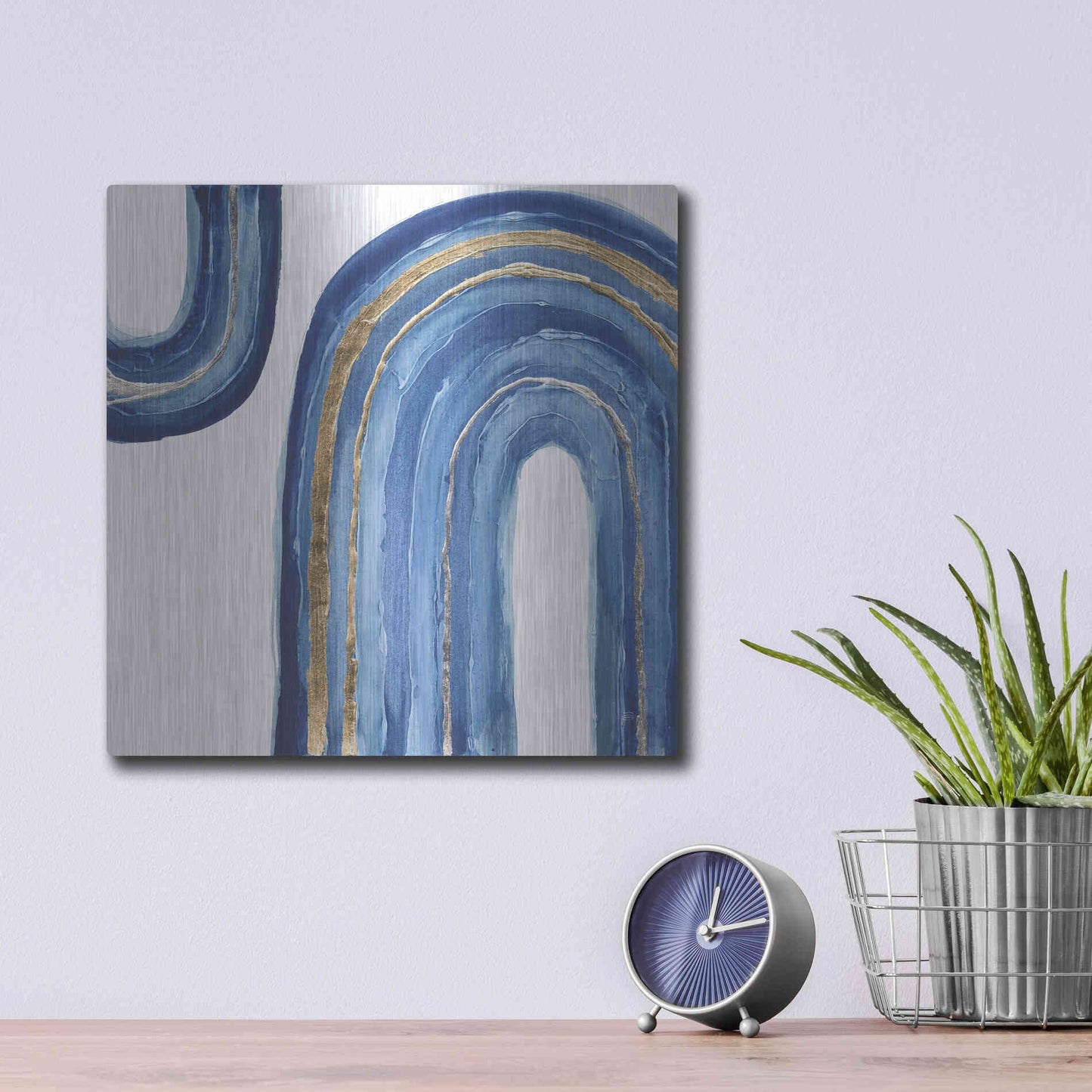 Luxe Metal Art 'Gilded Rainbow I' by Chris Paschke, Metal Wall Art,12x12