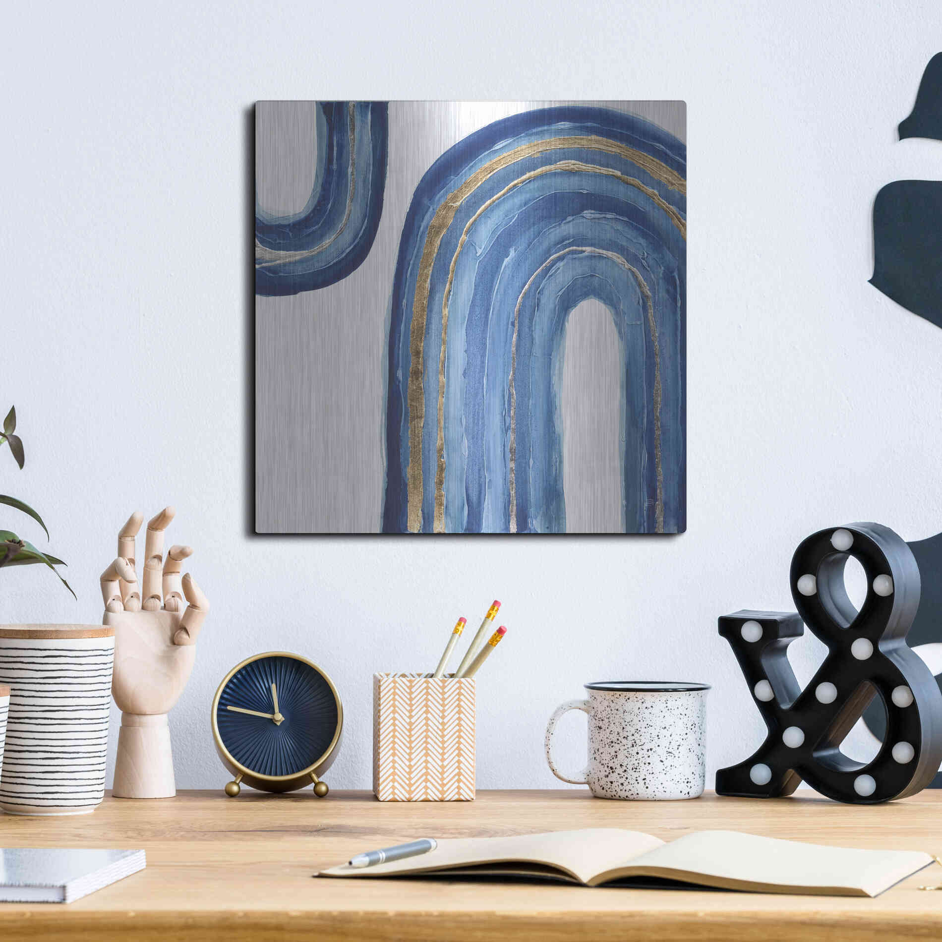 Luxe Metal Art 'Gilded Rainbow I' by Chris Paschke, Metal Wall Art,12x12