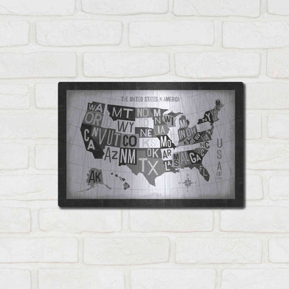 Luxe Metal Art 'Letterpress USA Map Dark' by Michael Mullan, Metal Wall Art,16x12