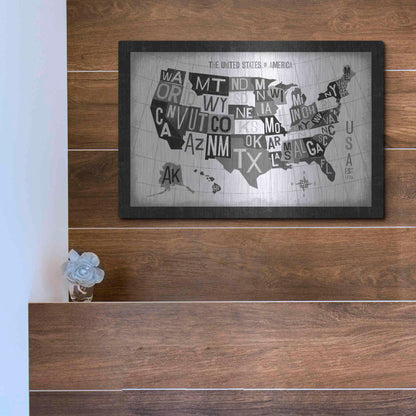 Luxe Metal Art 'Letterpress USA Map Dark' by Michael Mullan, Metal Wall Art,16x12