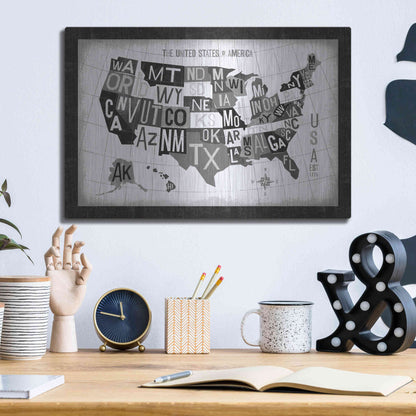 Luxe Metal Art 'Letterpress USA Map Dark' by Michael Mullan, Metal Wall Art,16x12