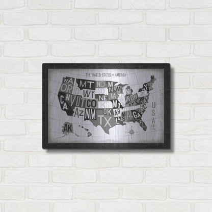 Luxe Metal Art 'Letterpress USA Map Dark' by Michael Mullan, Metal Wall Art,24x16