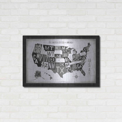 Luxe Metal Art 'Letterpress USA Map Dark' by Michael Mullan, Metal Wall Art,36x24
