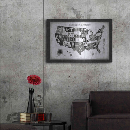 Luxe Metal Art 'Letterpress USA Map Dark' by Michael Mullan, Metal Wall Art,36x24