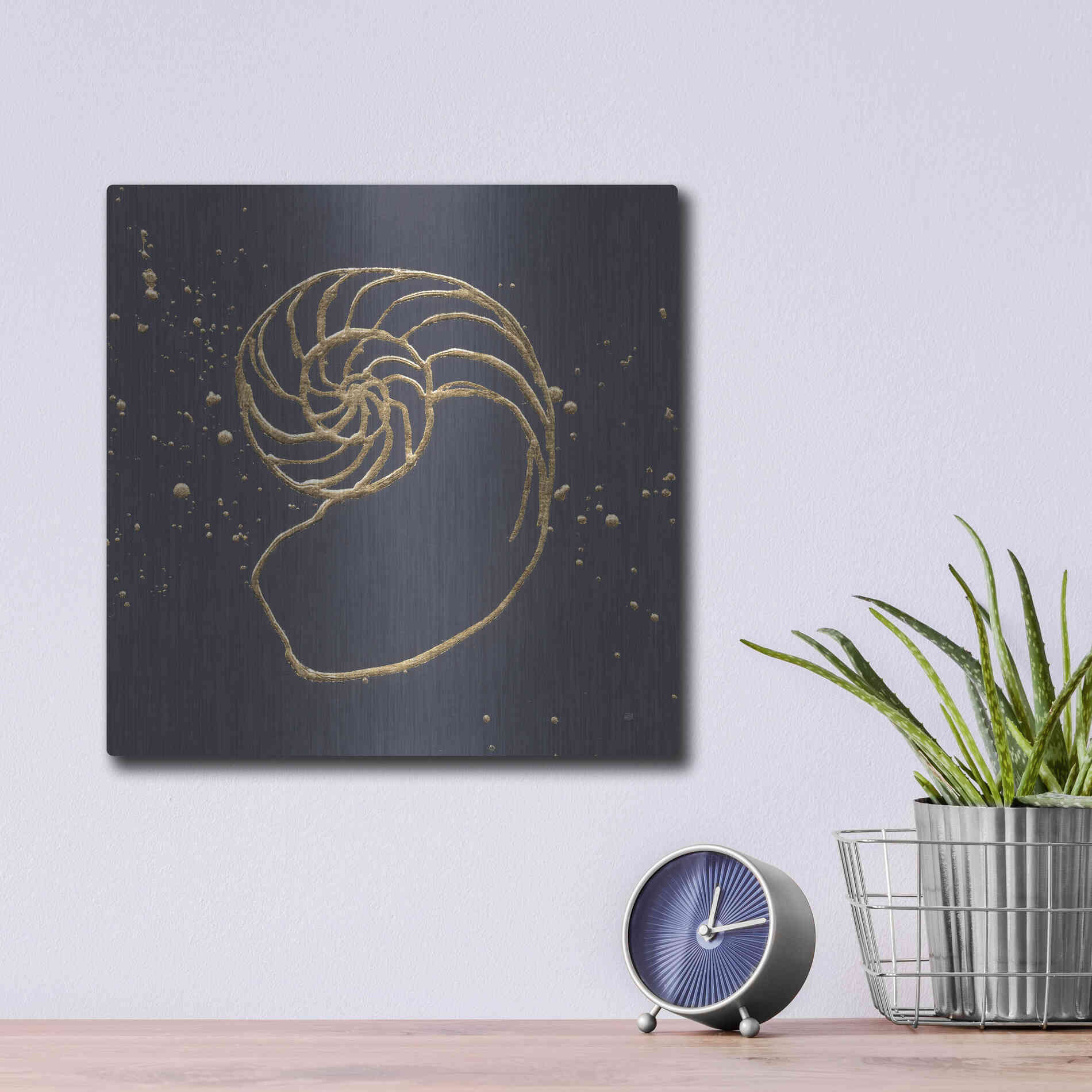 Luxe Metal Art 'Gold Nautilus II' by Chris Paschke, Metal Wall Art,12x12
