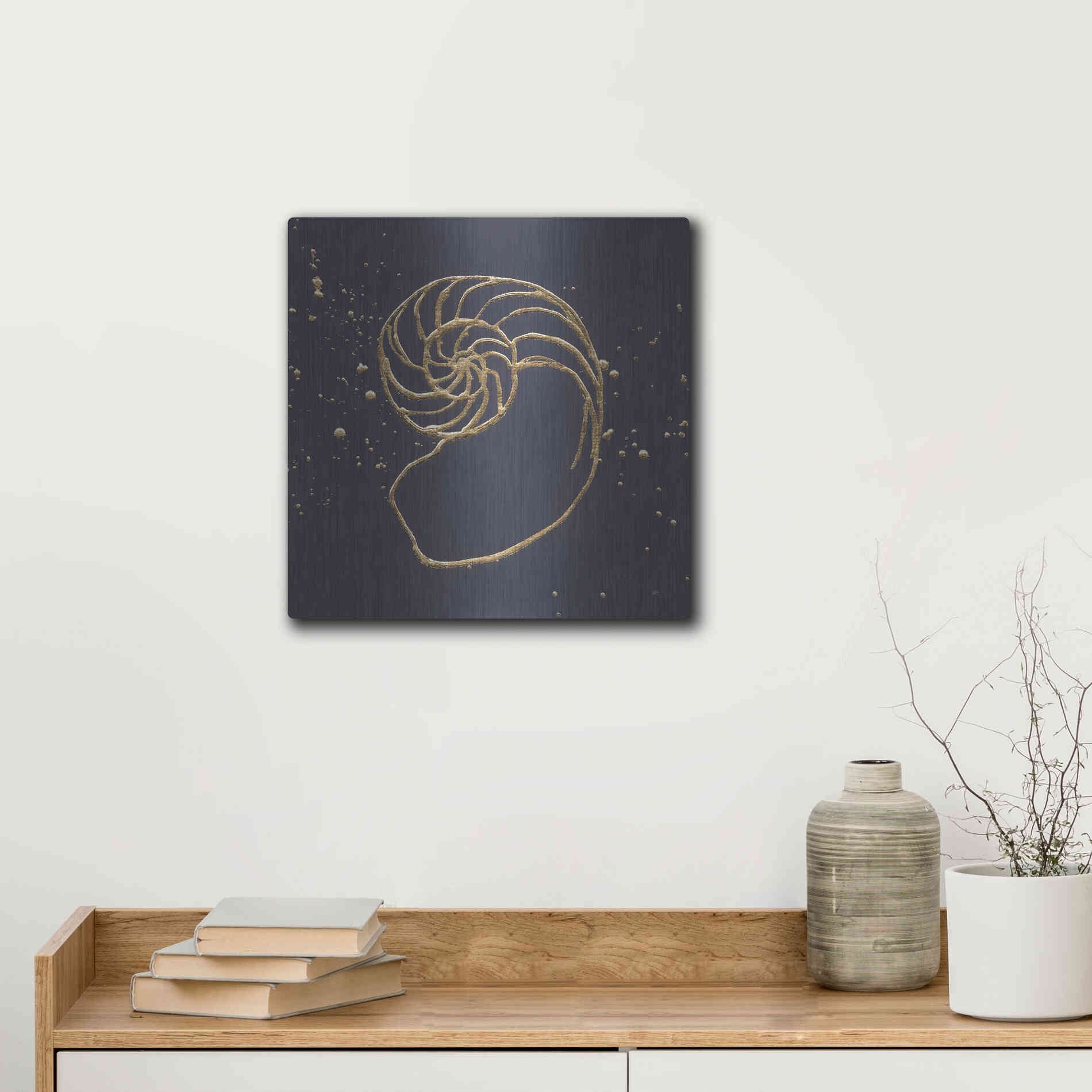 Luxe Metal Art 'Gold Nautilus II' by Chris Paschke, Metal Wall Art,12x12