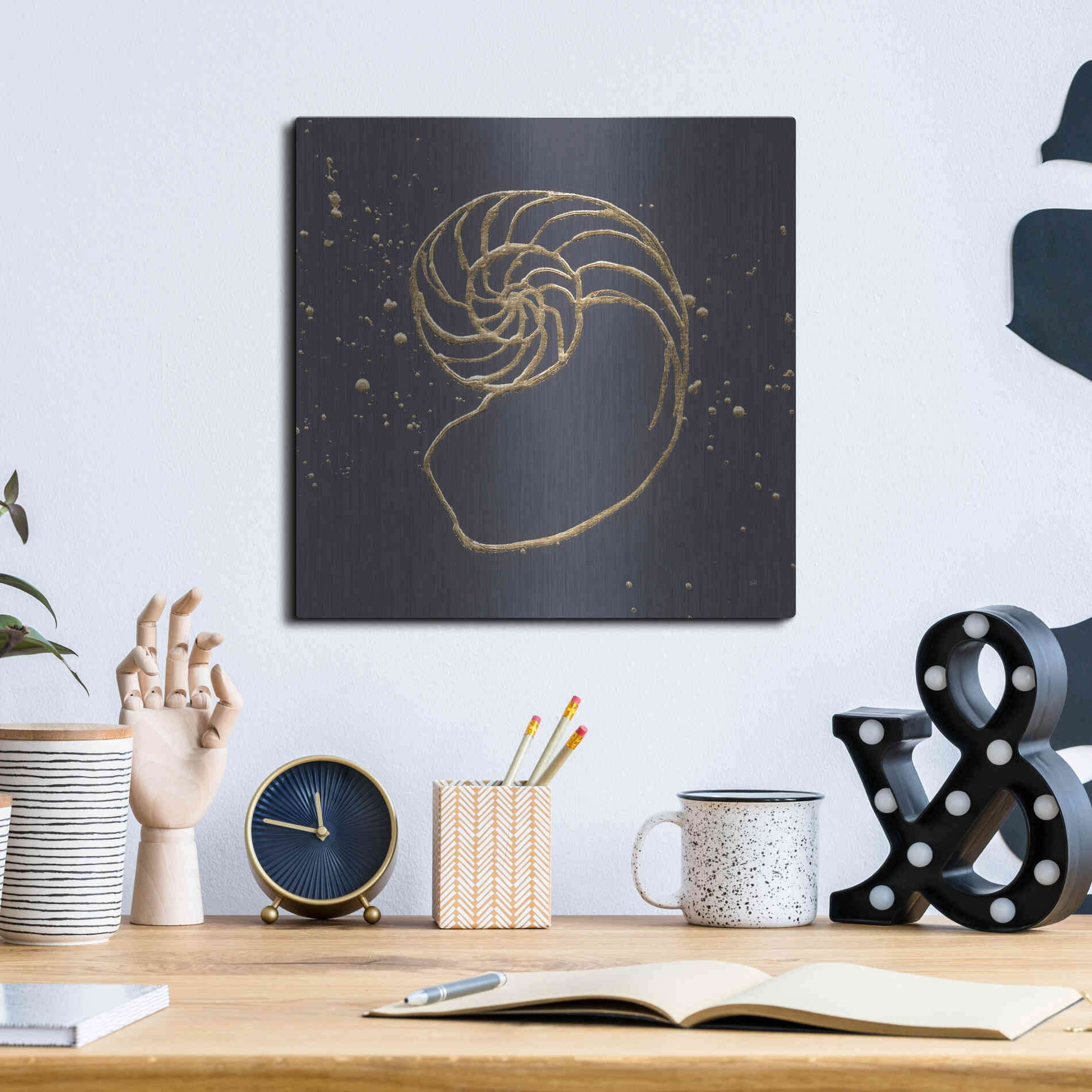 Luxe Metal Art 'Gold Nautilus II' by Chris Paschke, Metal Wall Art,12x12