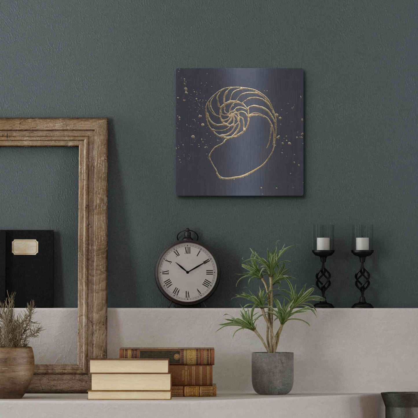 Luxe Metal Art 'Gold Nautilus II' by Chris Paschke, Metal Wall Art,12x12